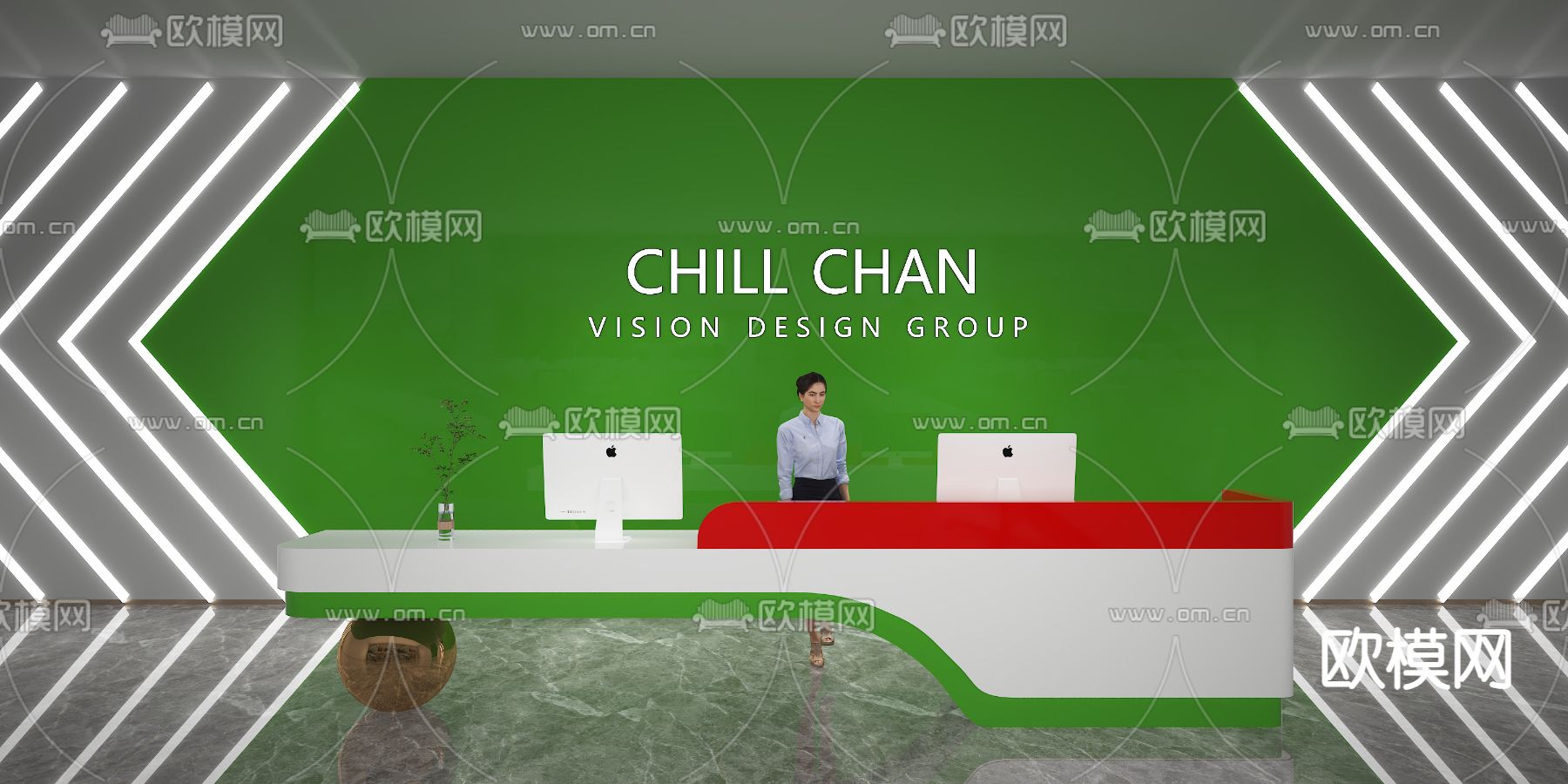 现代前台 接待台 服务台3d模型下载