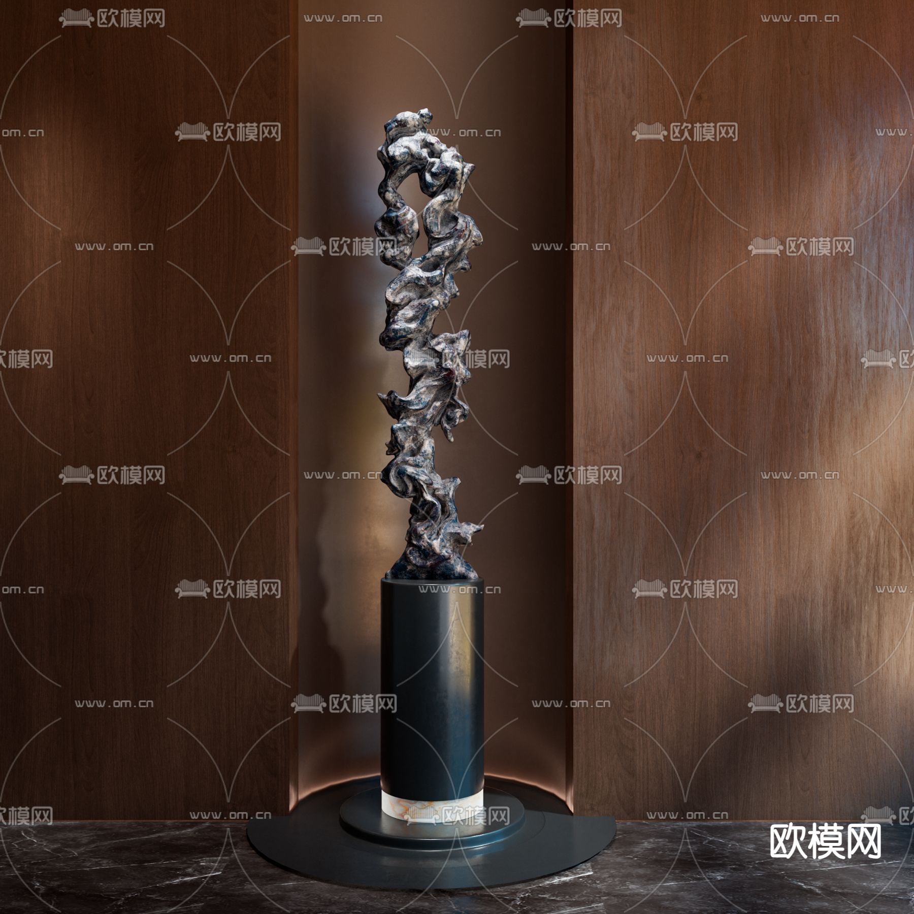 新中式太湖石 雕塑摆件su模型下载（渲染图2）