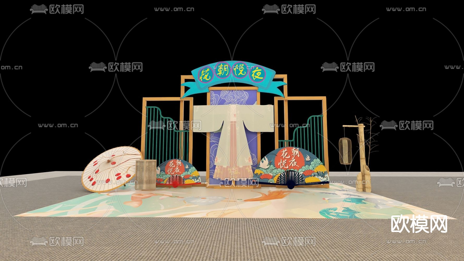 现代集市摊位su模型下载（渲染图3）