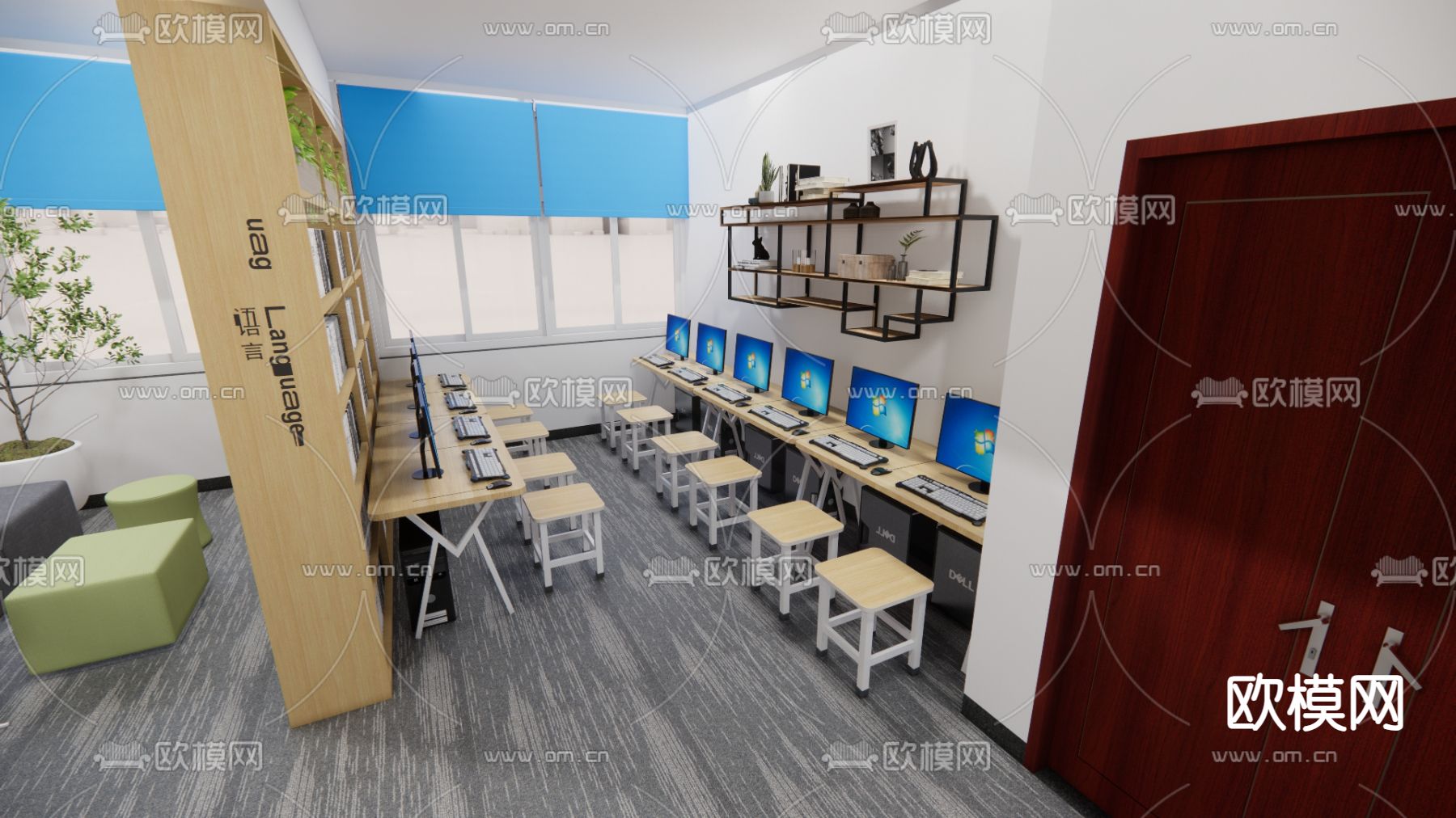 图书馆 阅览室su模型下载（渲染图2）