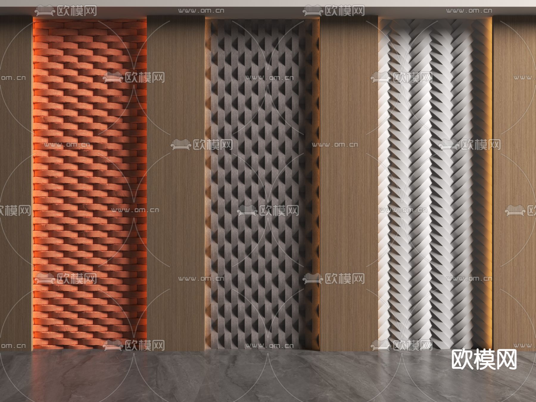 现代护墙板 立体墙 背景墙su模型下载（渲染图2）