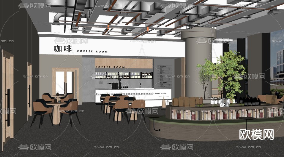现代咖啡店su模型下载_ID15141684_sketchup模型下载-欧模网