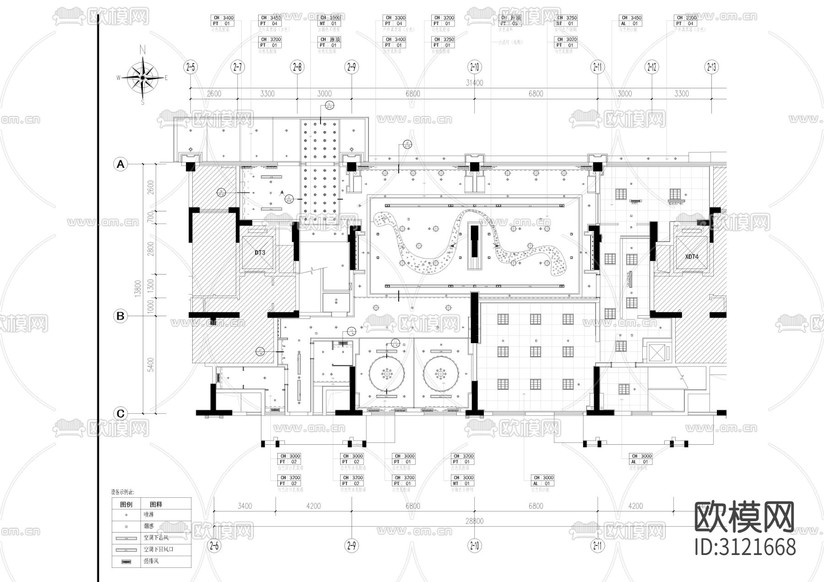 中餐厅 餐厅cad施工图-免费3dmax模型库-欧模网