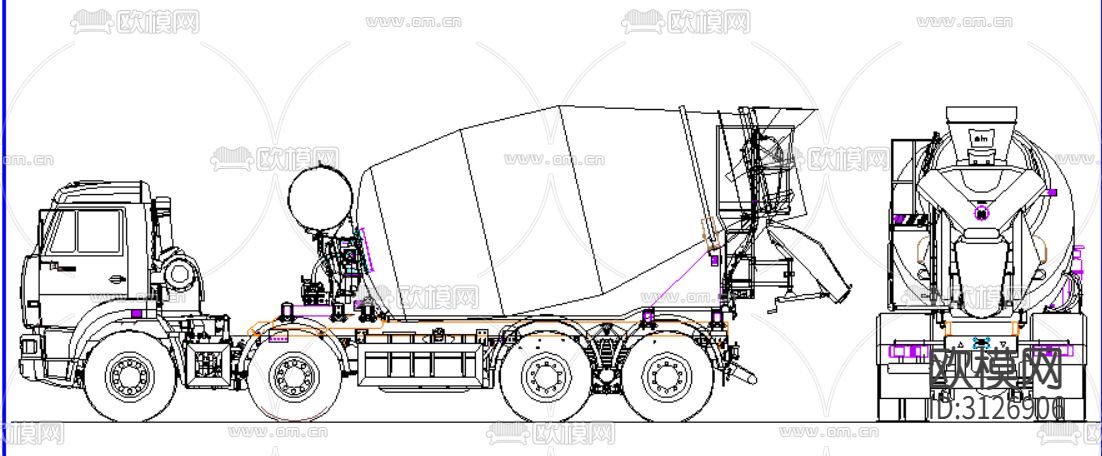 起重机 挖掘机 车型cad图库下载（渲染图5）