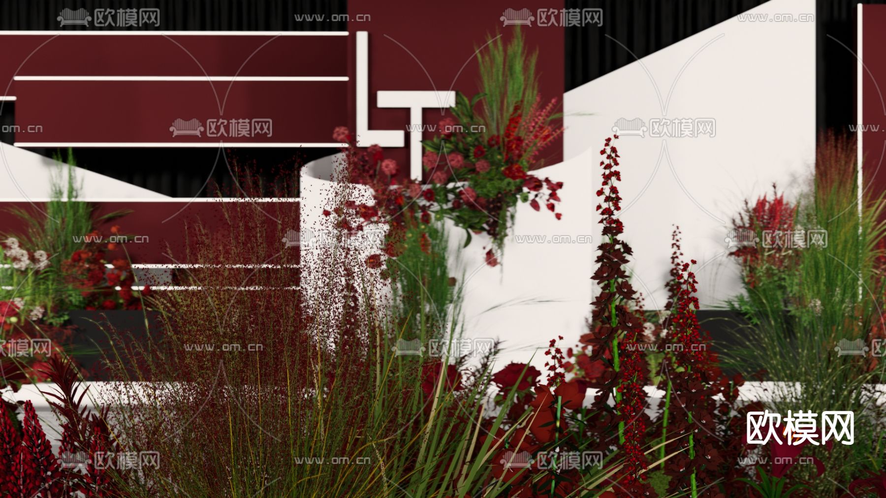 秀场风吊顶婚礼su模型下载（渲染图2）