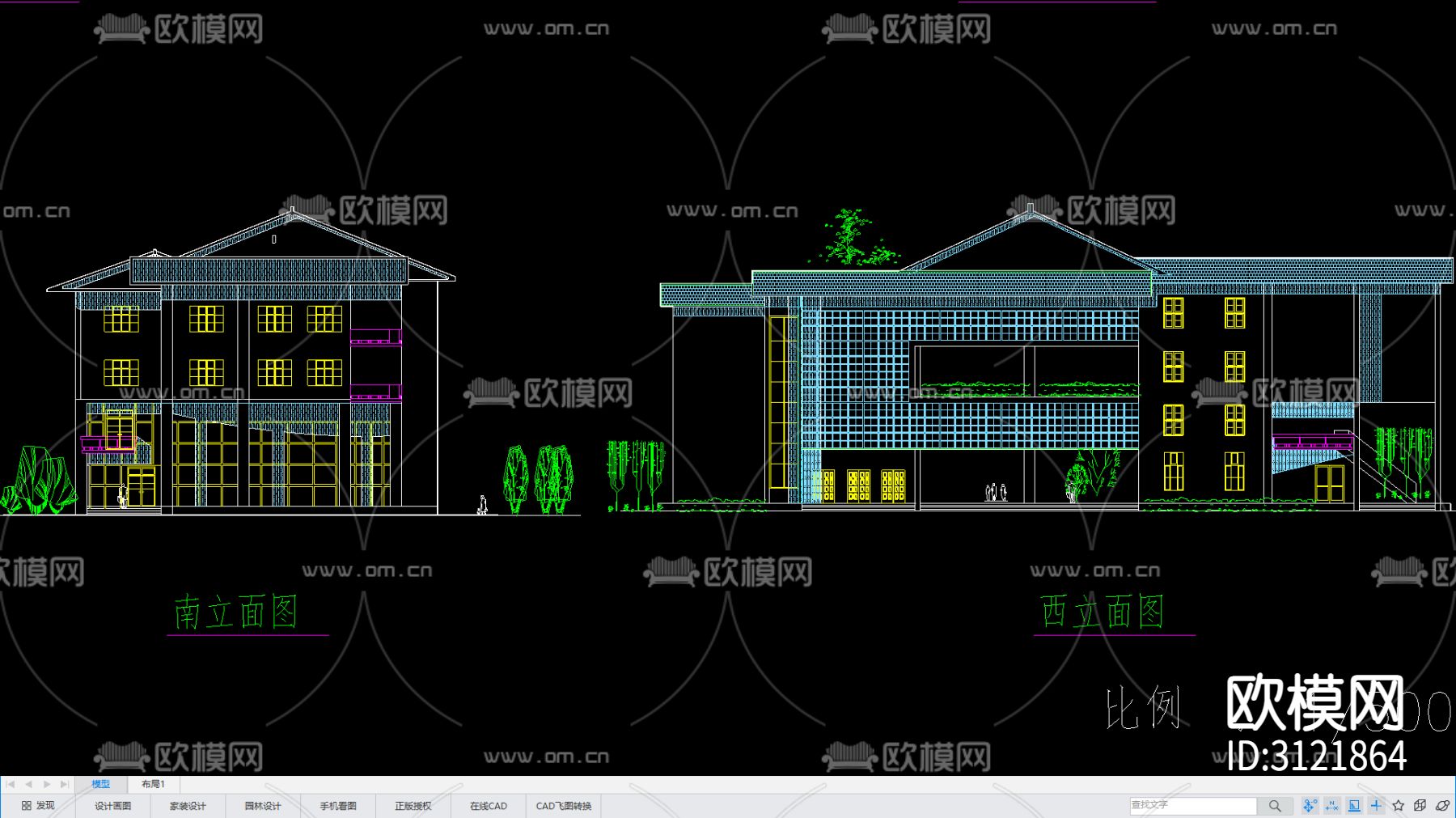综合楼 楼栋建筑cad施工图下载（渲染图2）