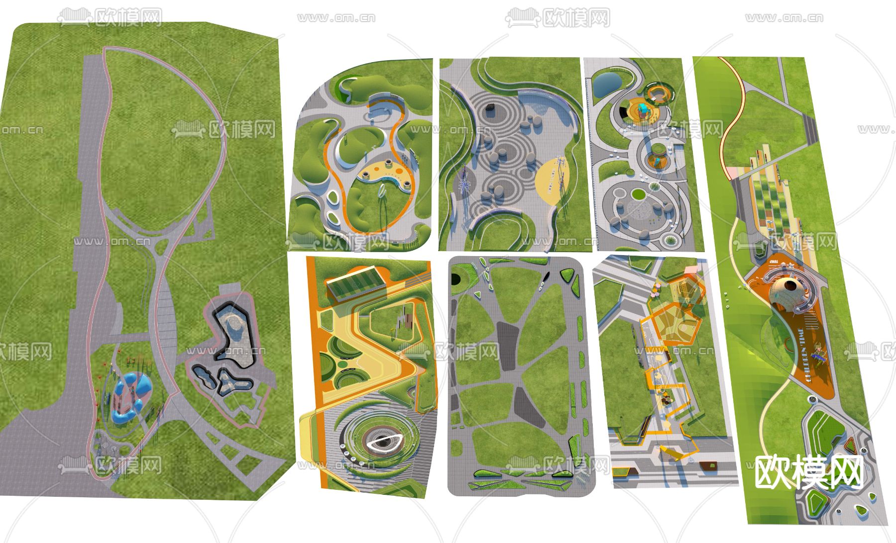 公园景观 儿童乐园 微地形3d模型下载