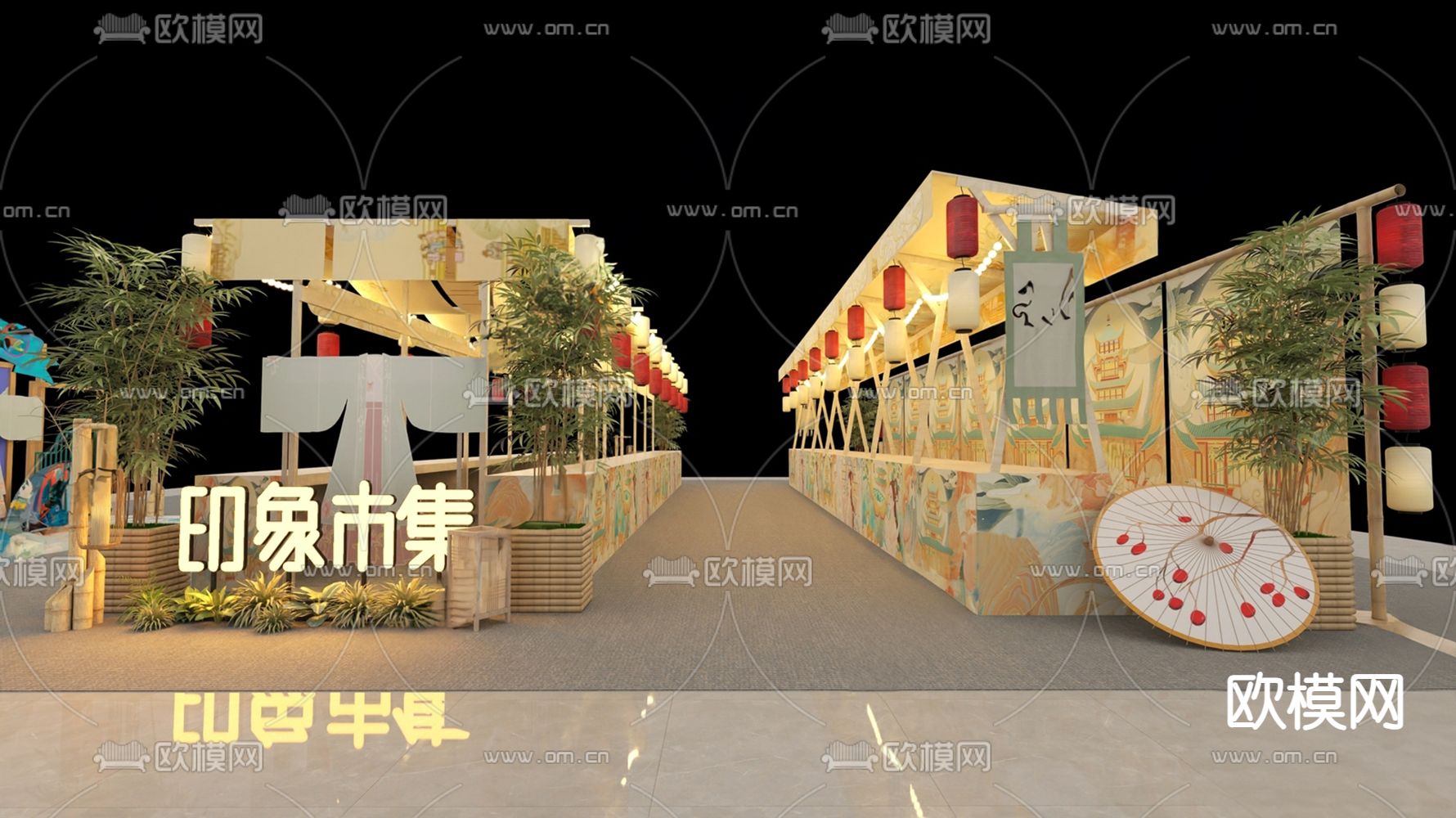 现代集市摊位su模型下载（渲染图4）