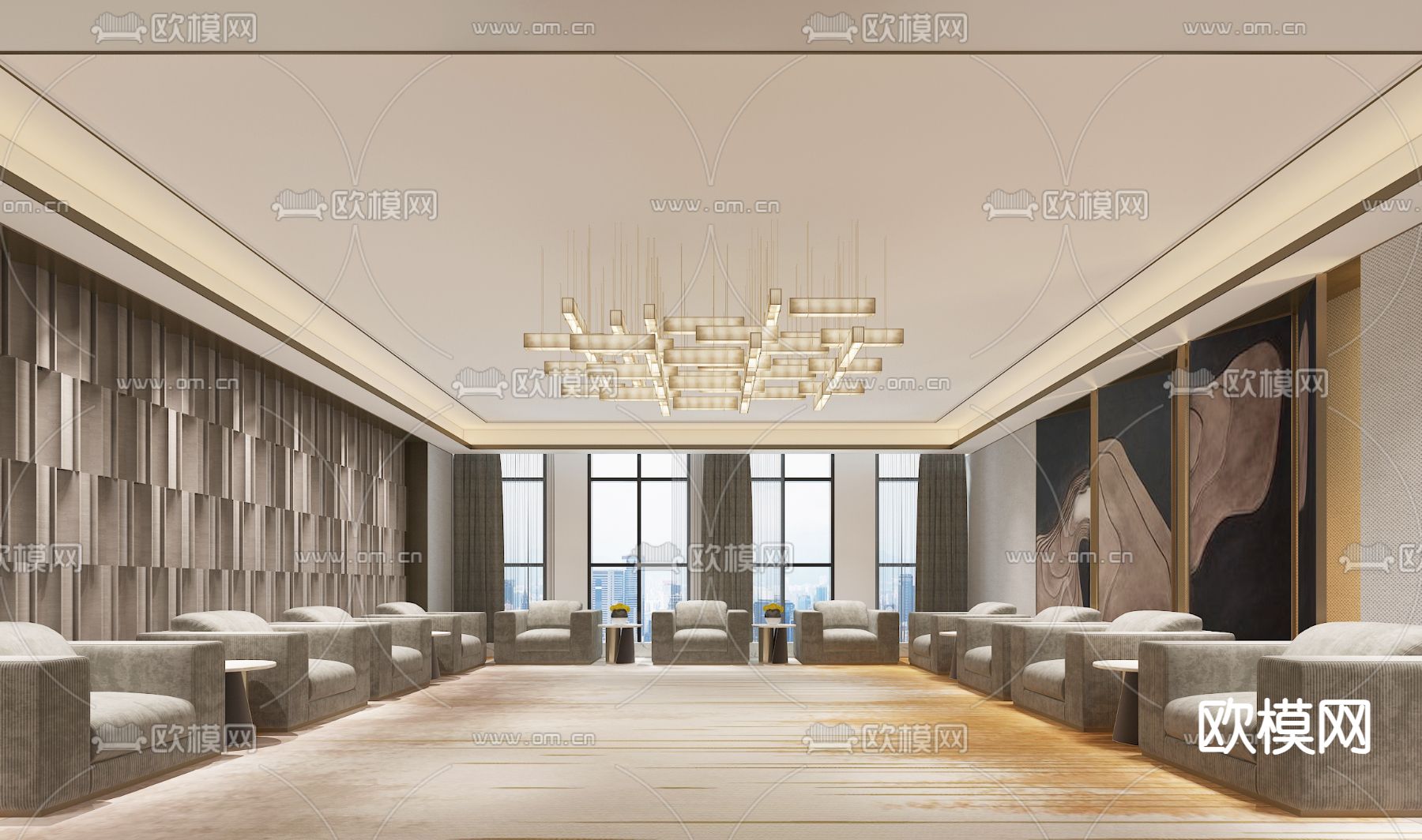 新中式接待室 洽谈室3d模型下载