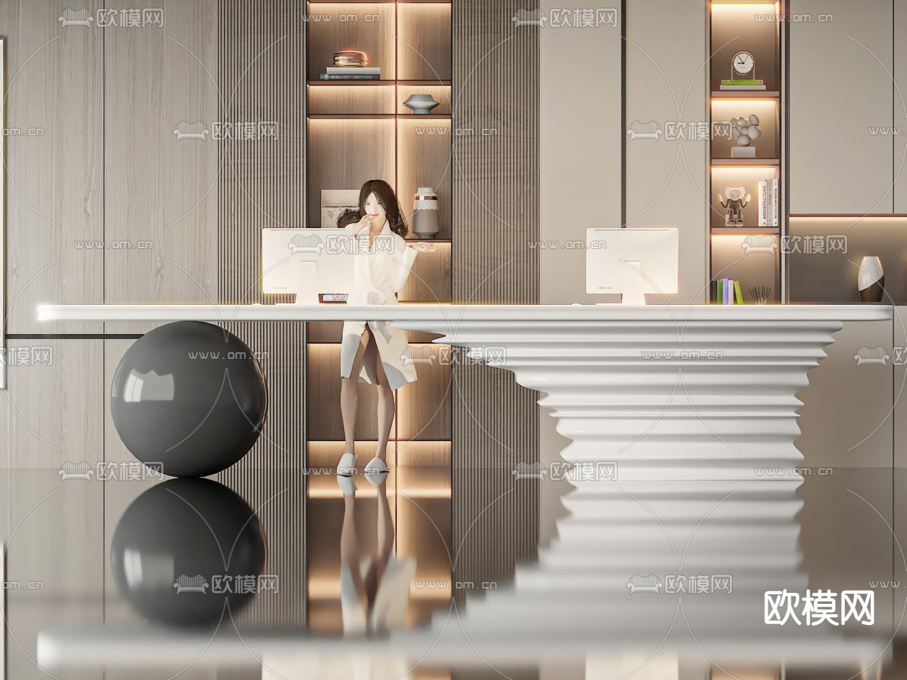 前台 服务台 接待台3d模型下载