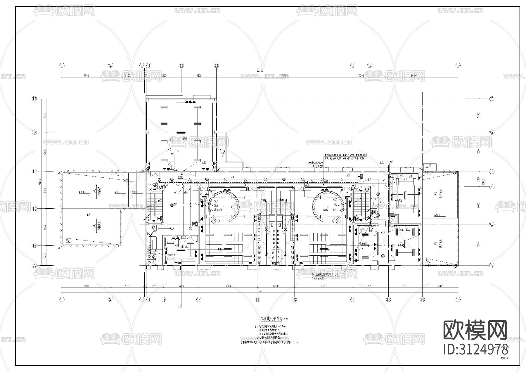 幼儿园电气cad施工图下载（渲染图5）
