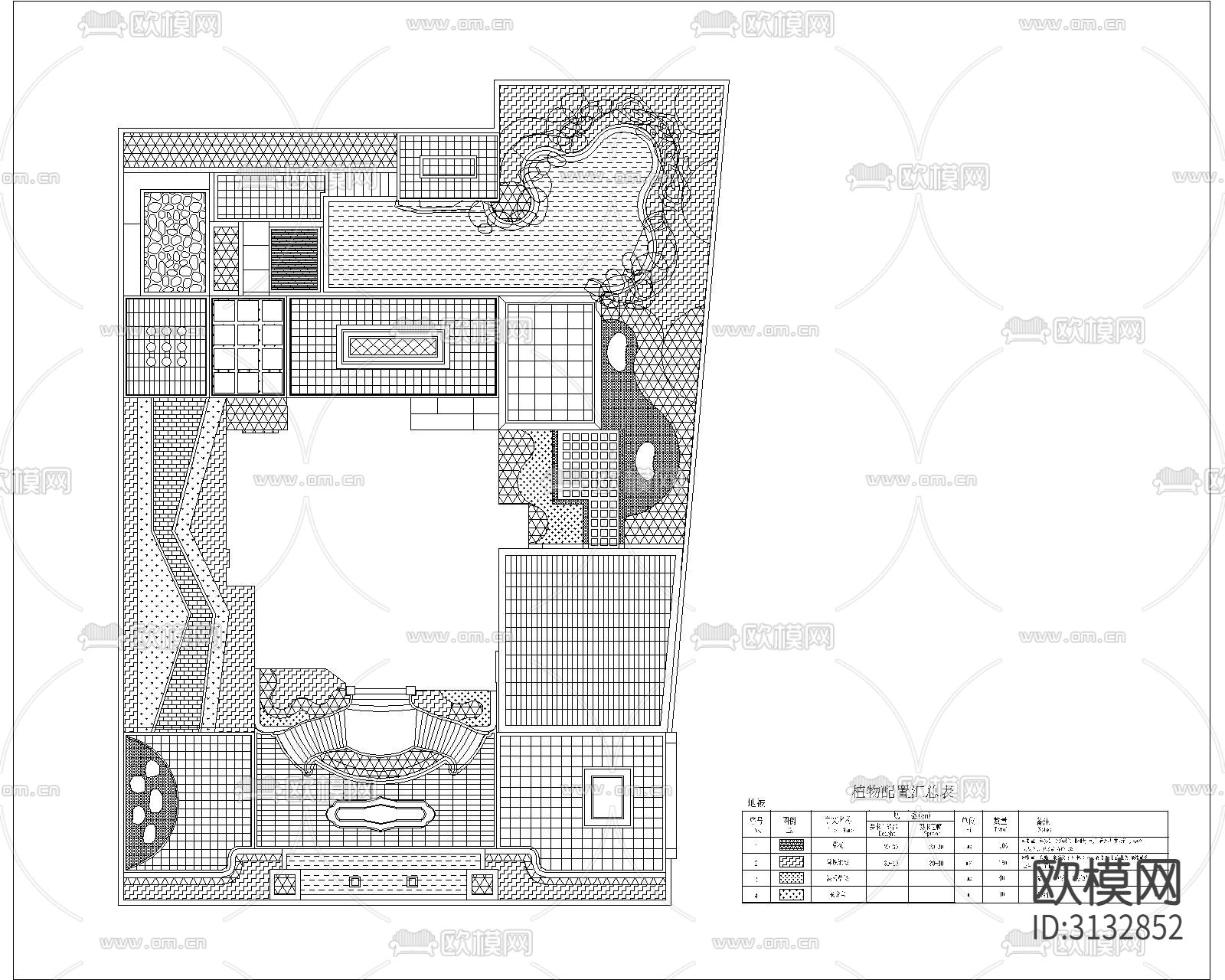 新中式别墅 花园景观cad平面图下载（渲染图4）
