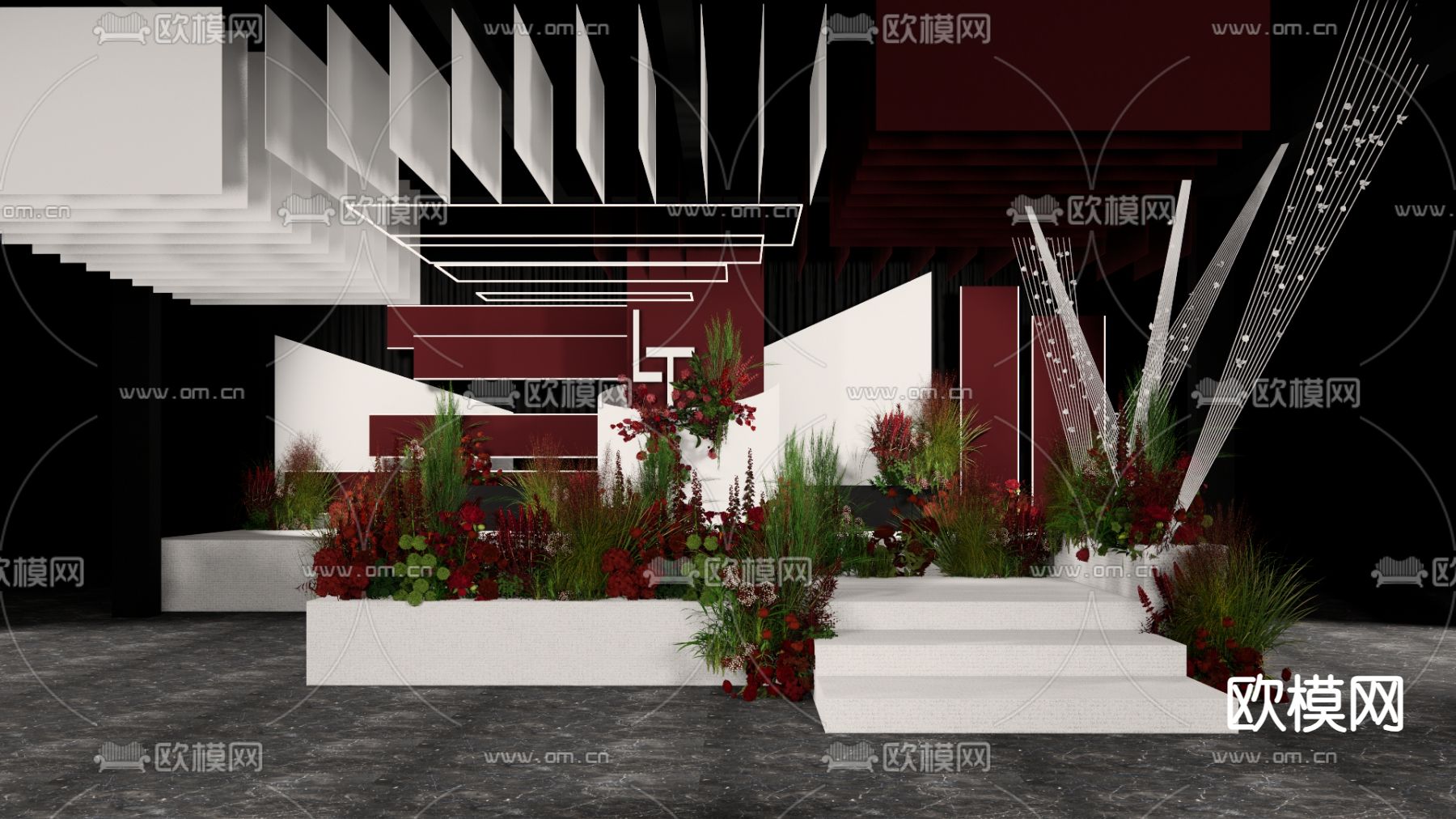 秀场风吊顶婚礼su模型下载（渲染图3）