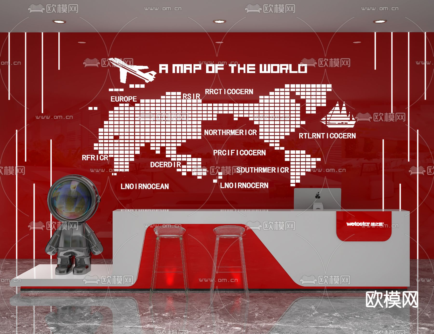 现代前台 接待台 服务台3d模型下载