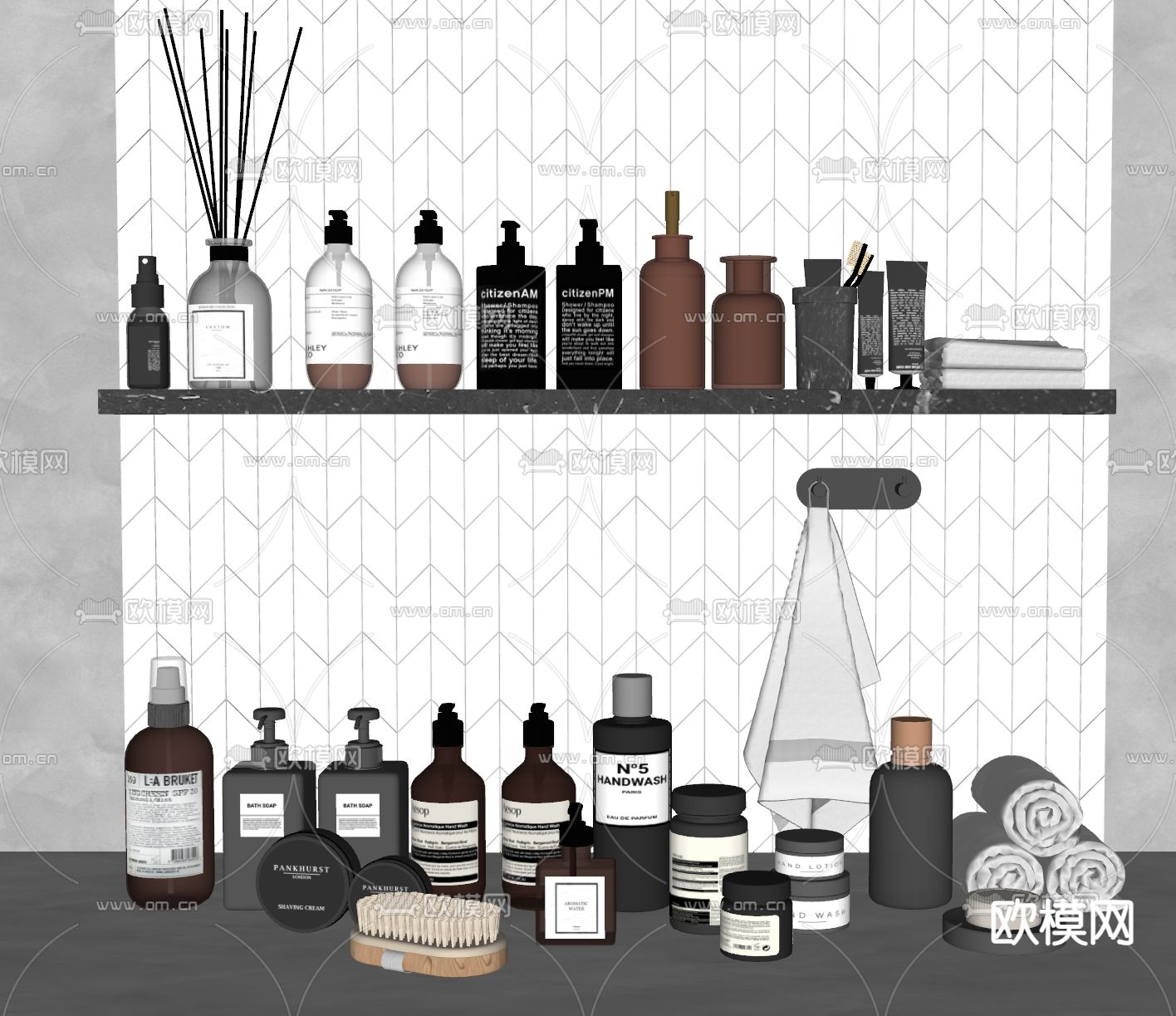 洗漱用品 化妆品 护肤品su模型下载（渲染图1）