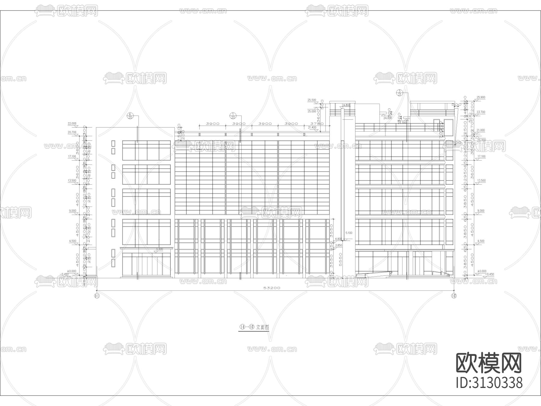 综合大楼建筑cad施工图下载（渲染图1）