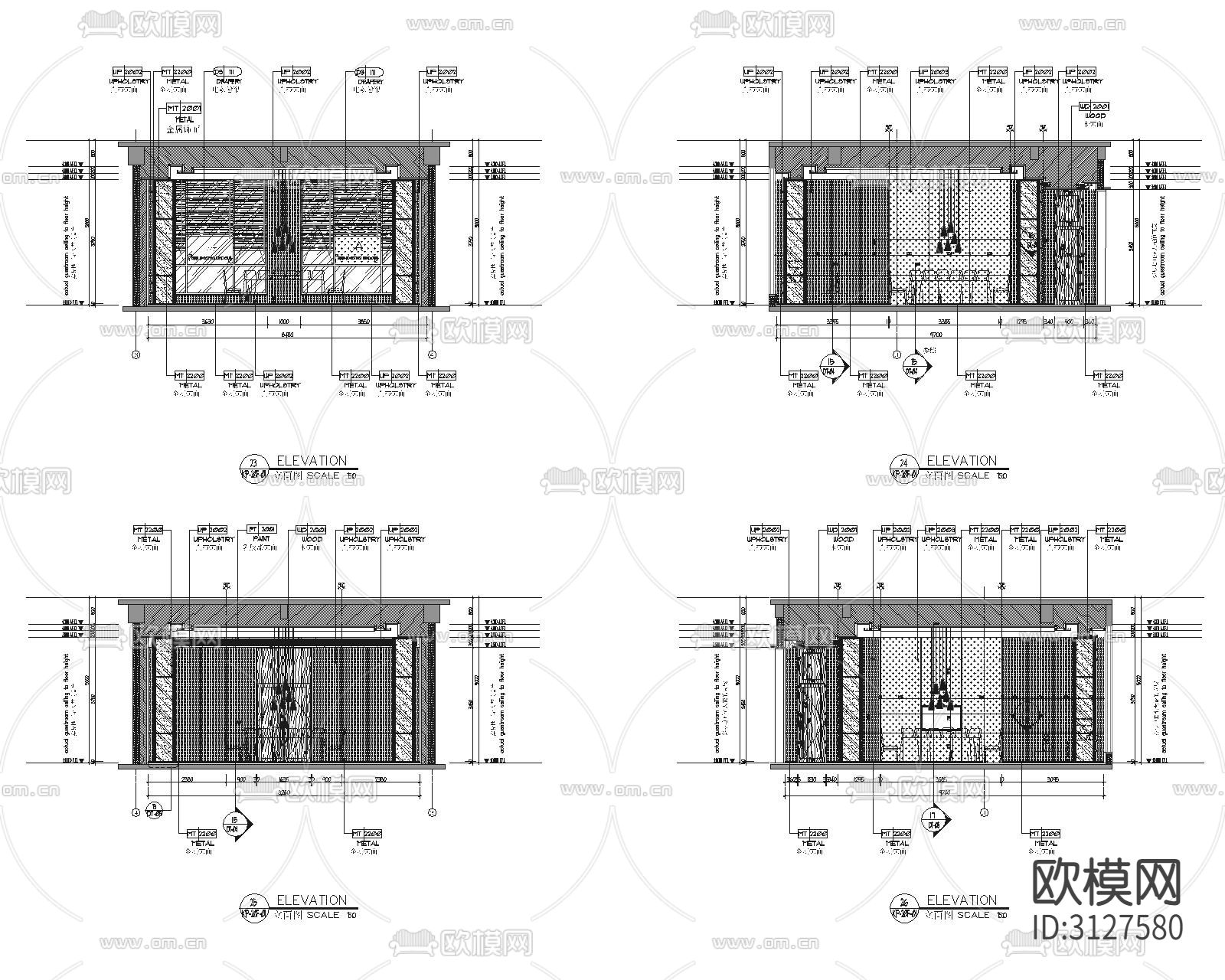 酒楼会所 餐厅cad施工图下载（渲染图8）
