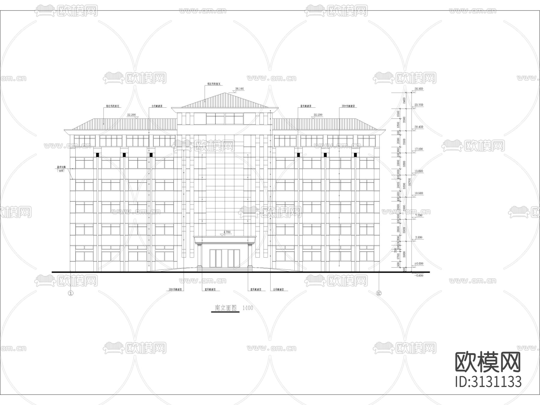 综合大楼建筑设计图纸cad施工图下载（渲染图2）