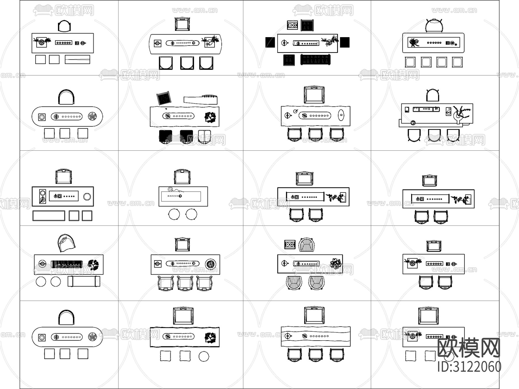 新中式茶室 茶桌椅 茶台cad图库下载（渲染图7）