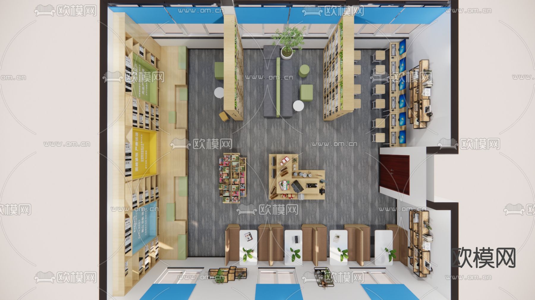 图书馆 阅览室su模型下载（渲染图4）