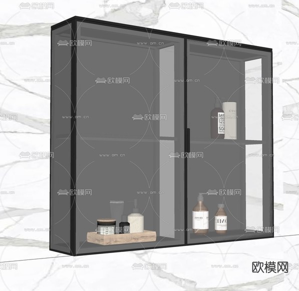 现代玻璃吊柜 壁柜su模型下载(渲染图1)