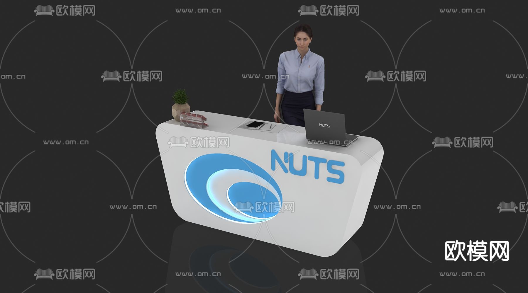 现代接待台 前台 服务台 咨询台3d模型下载