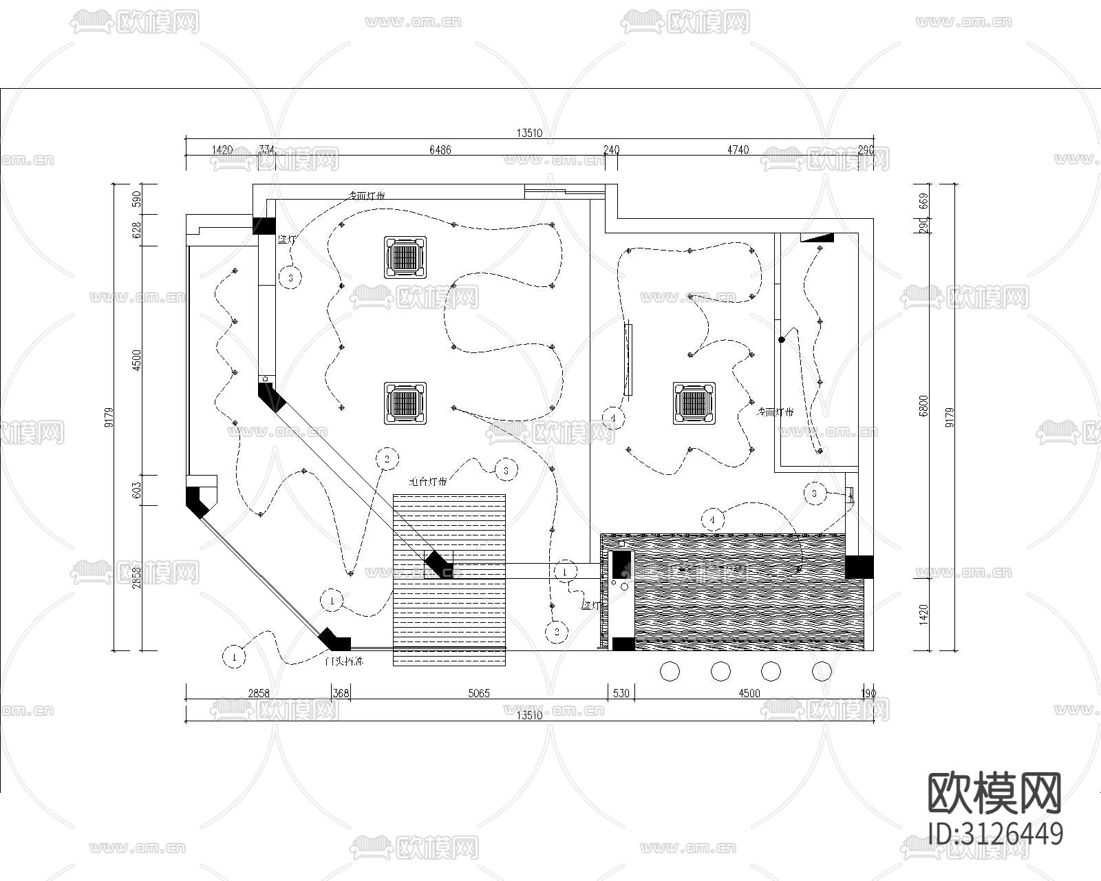 咖啡厅 奶茶店cad施工图下载（渲染图3）