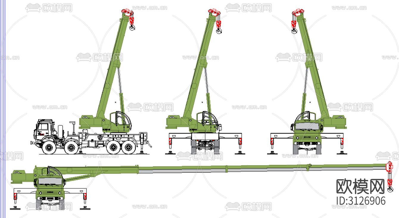 起重机 挖掘机 车型cad图库下载（渲染图8）
