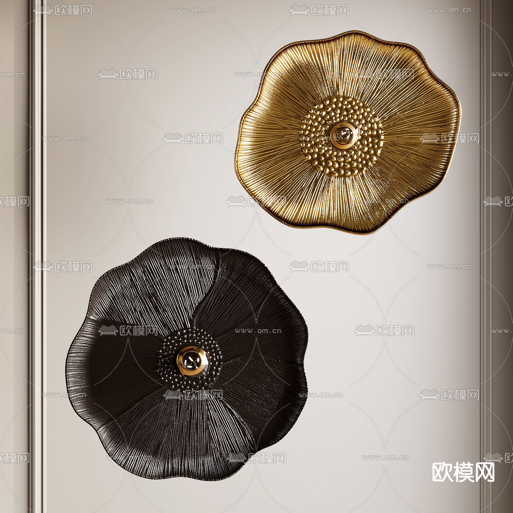 花朵墙饰 金属挂饰3d模型下载