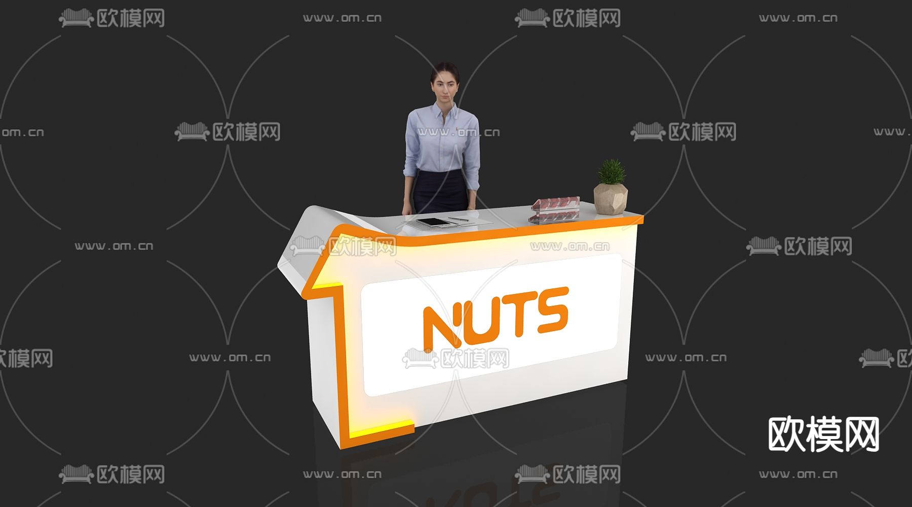 现代接待台 前台 服务台 咨询台3d模型下载