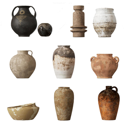  侘寂陶瓷 器皿摆件su模型 