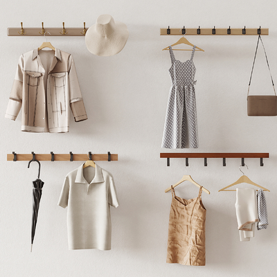  现代衣服挂钩 挂衣钩 衣服 包包 雨伞su模型 