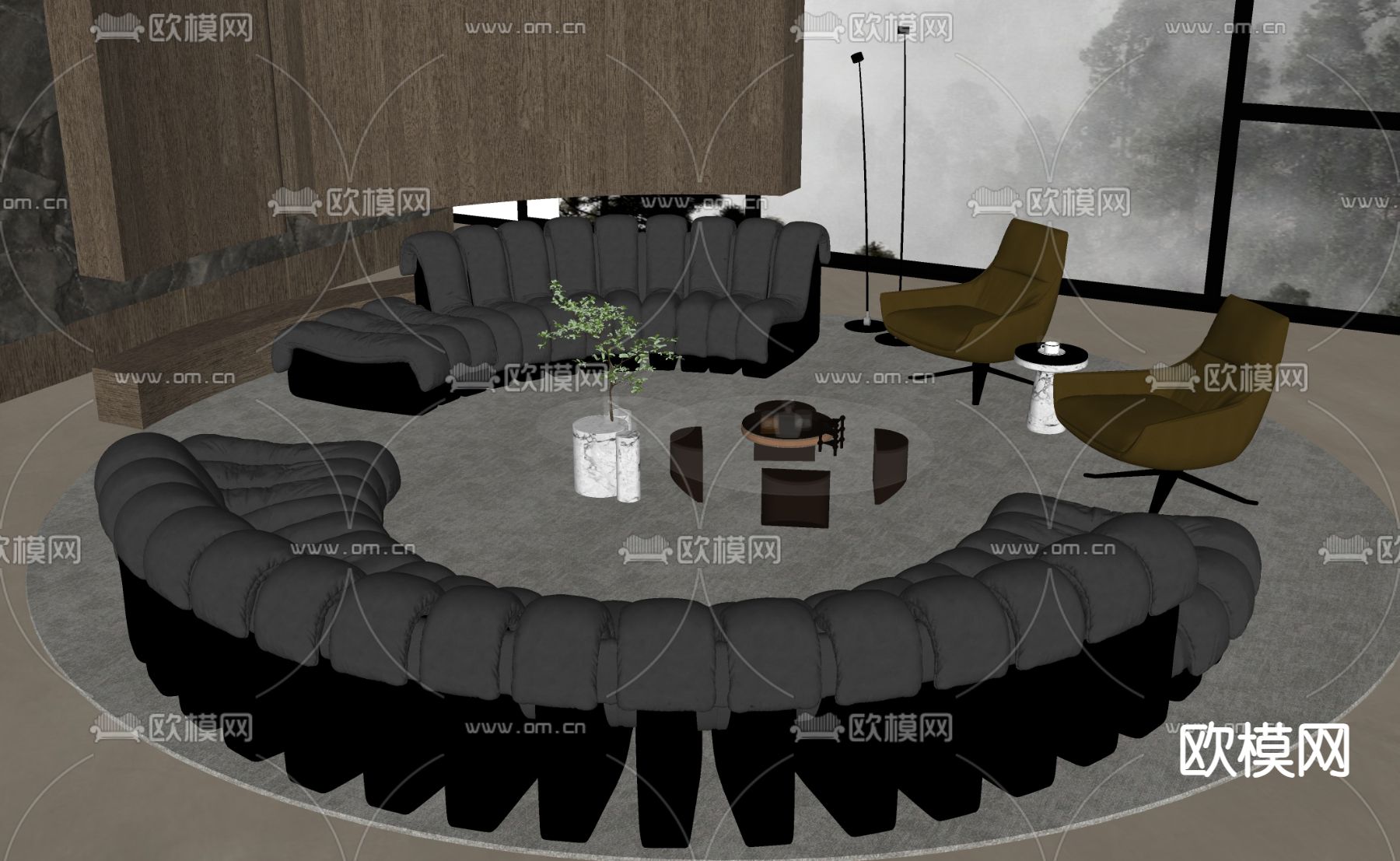 Minotti 组合沙发su模型下载（渲染图1）