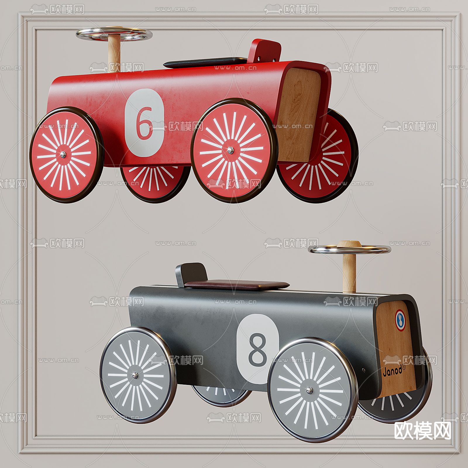 现代儿童玩具 小汽车su模型下载（渲染图2）