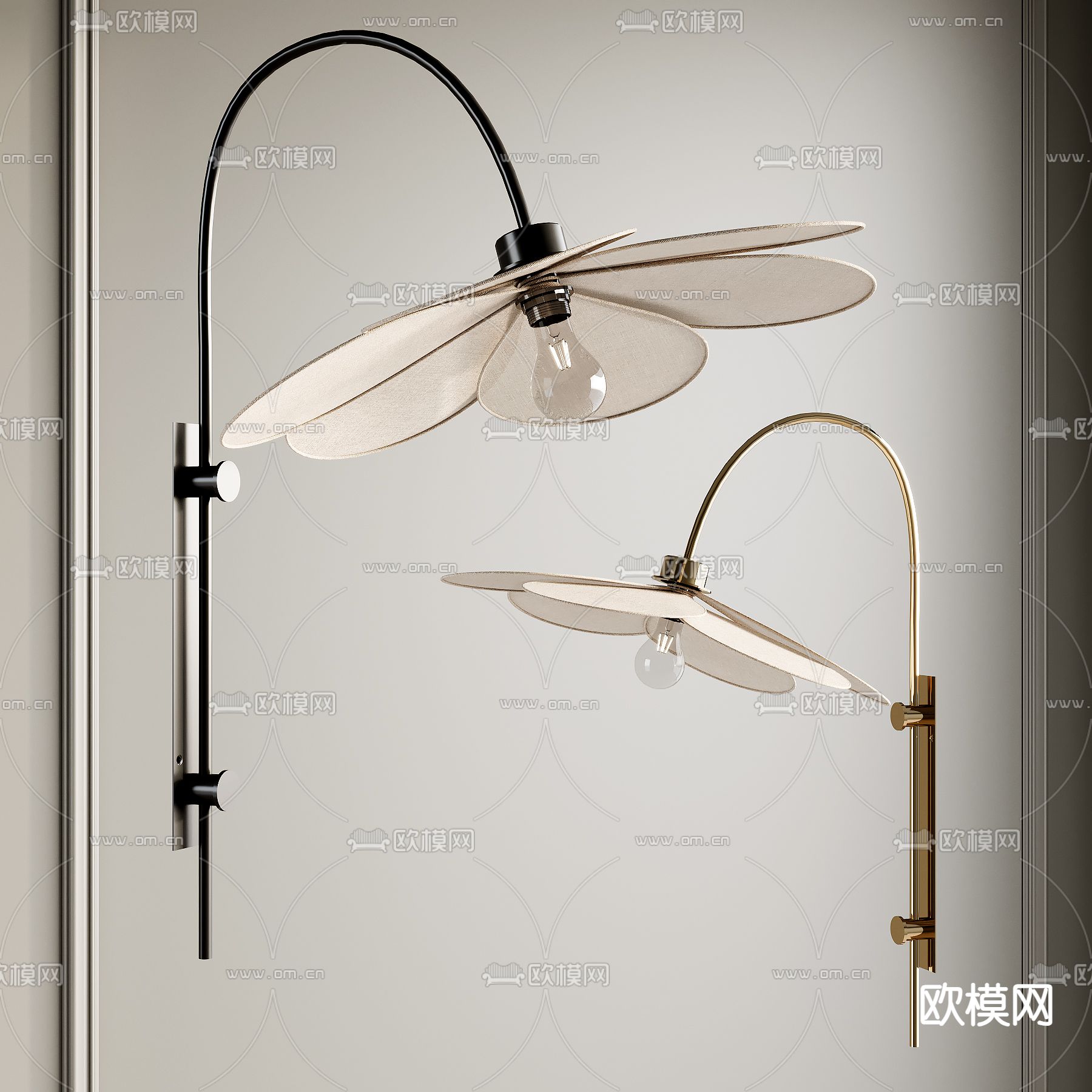 轻奢壁灯 花瓣壁灯3d模型下载