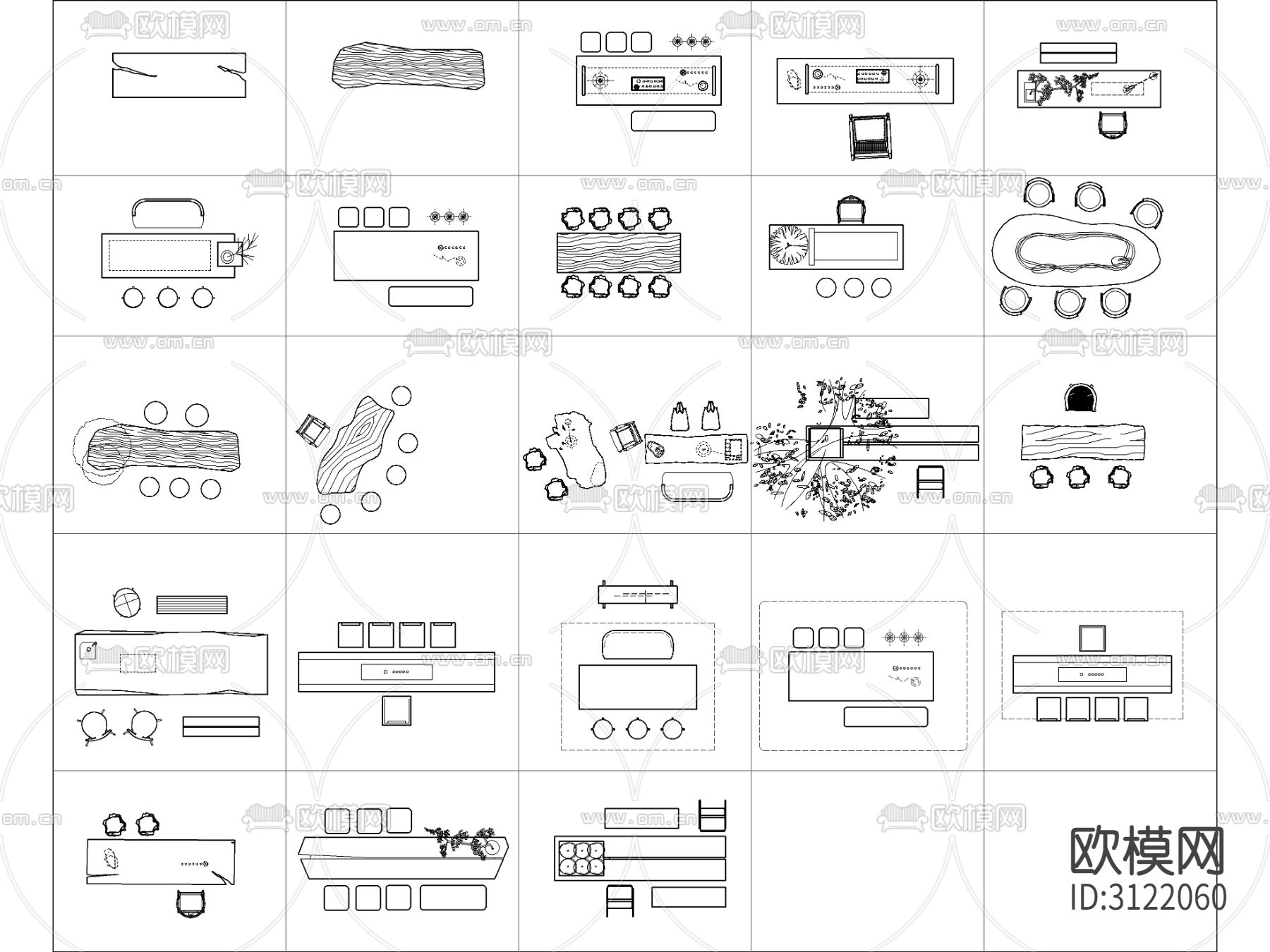 新中式茶室 茶桌椅 茶台cad图库下载（渲染图5）