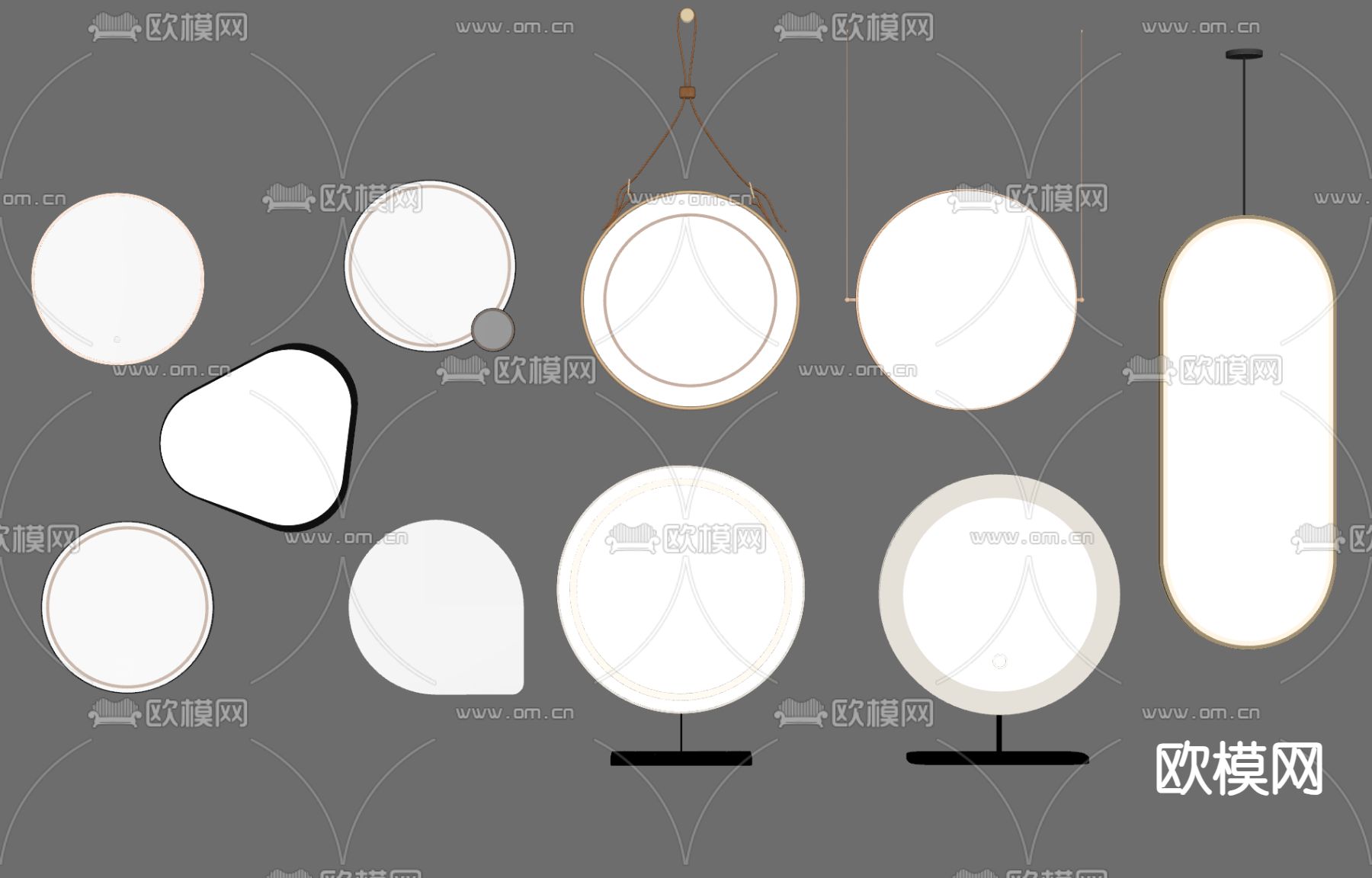 现代镜子 异形镜 全身镜su模型下载（渲染图1）