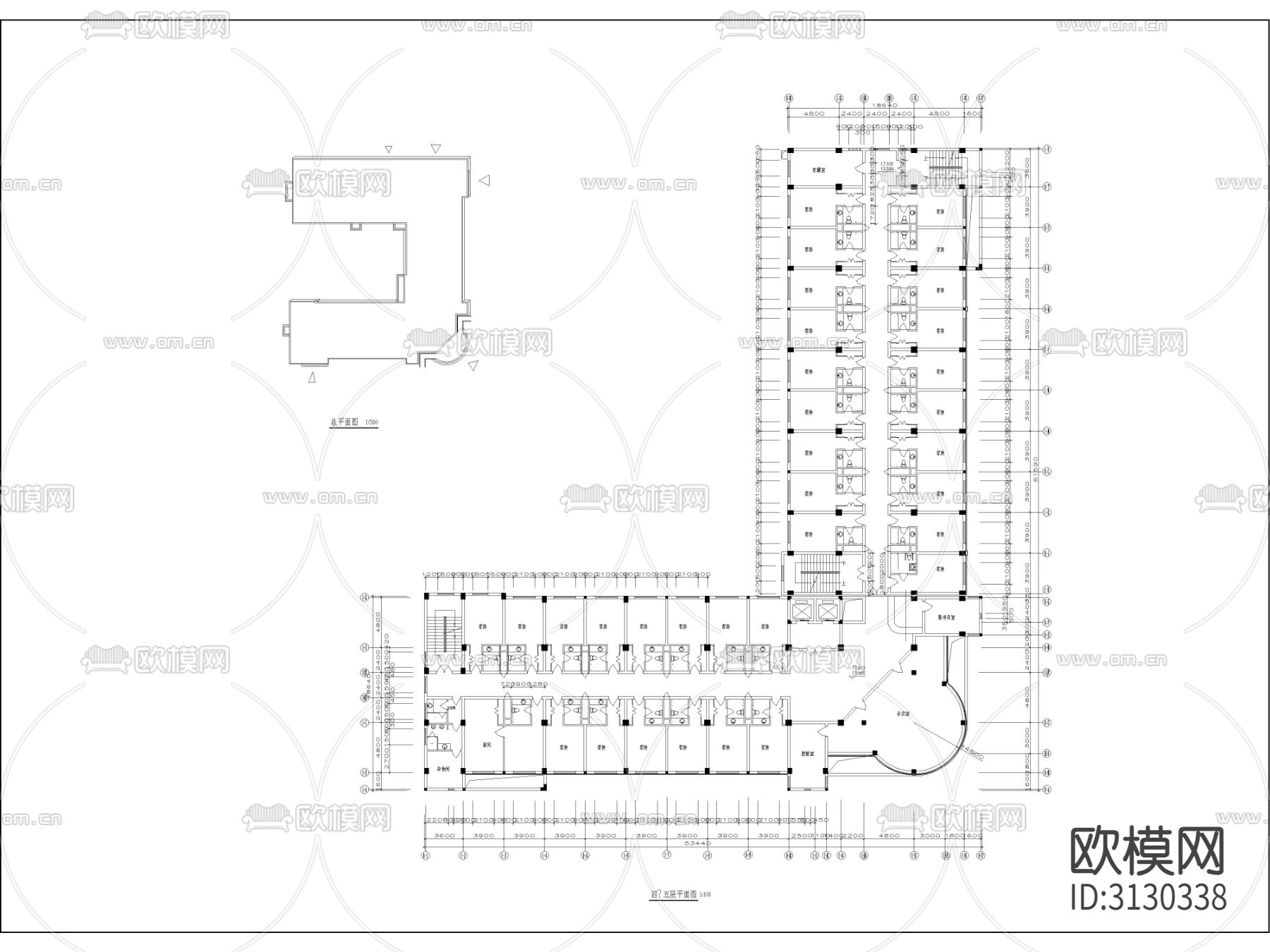 综合大楼建筑cad施工图下载（渲染图3）