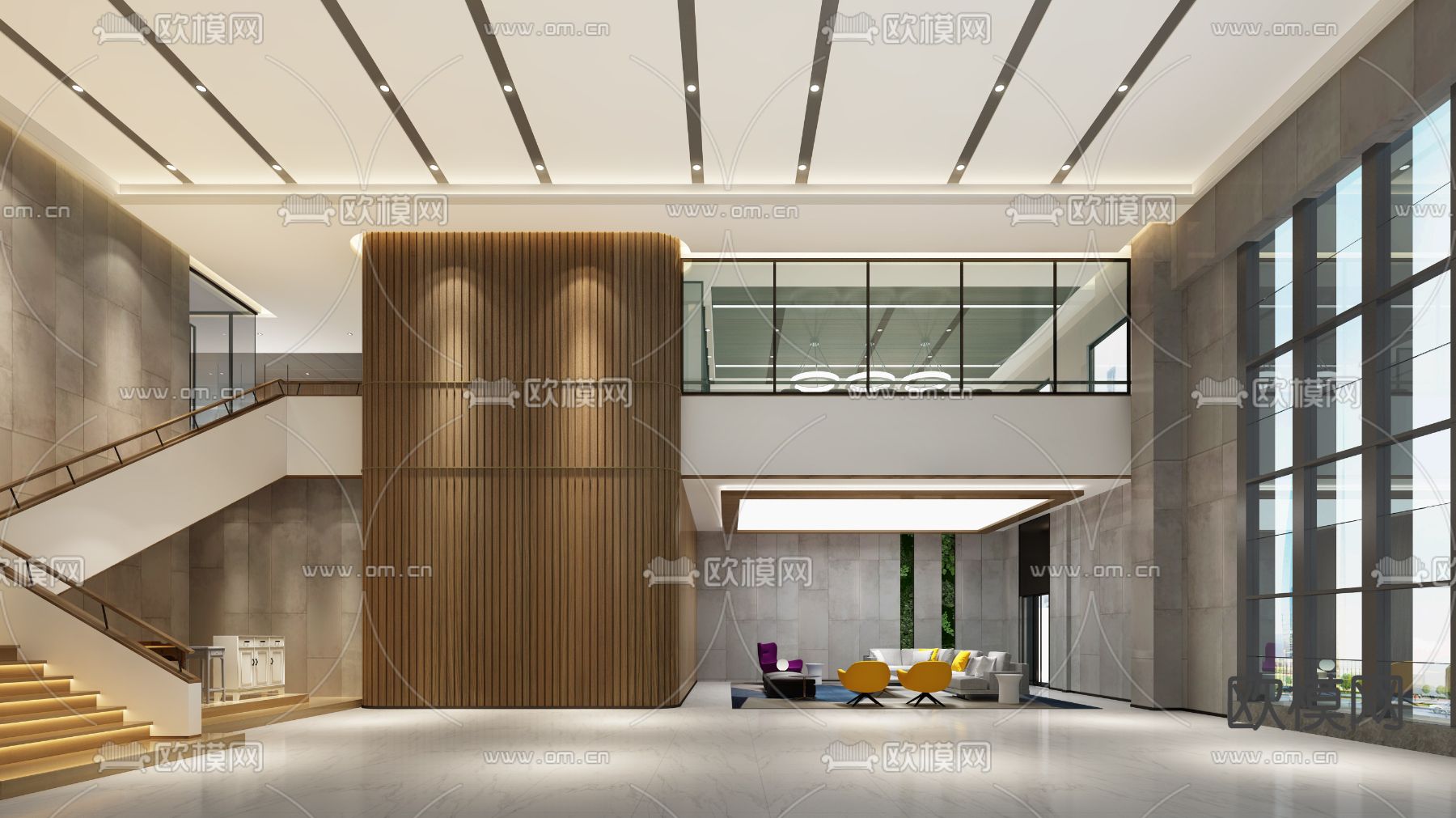 商务大堂 办公大堂3d模型下载