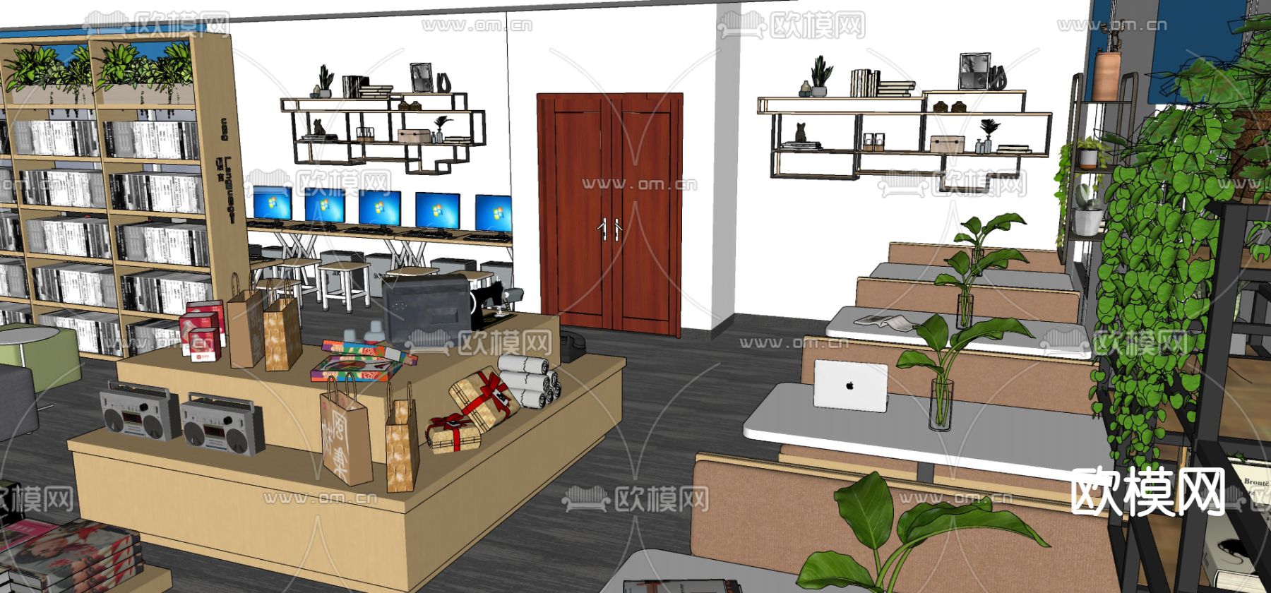 图书馆 阅览室su模型下载（渲染图1）
