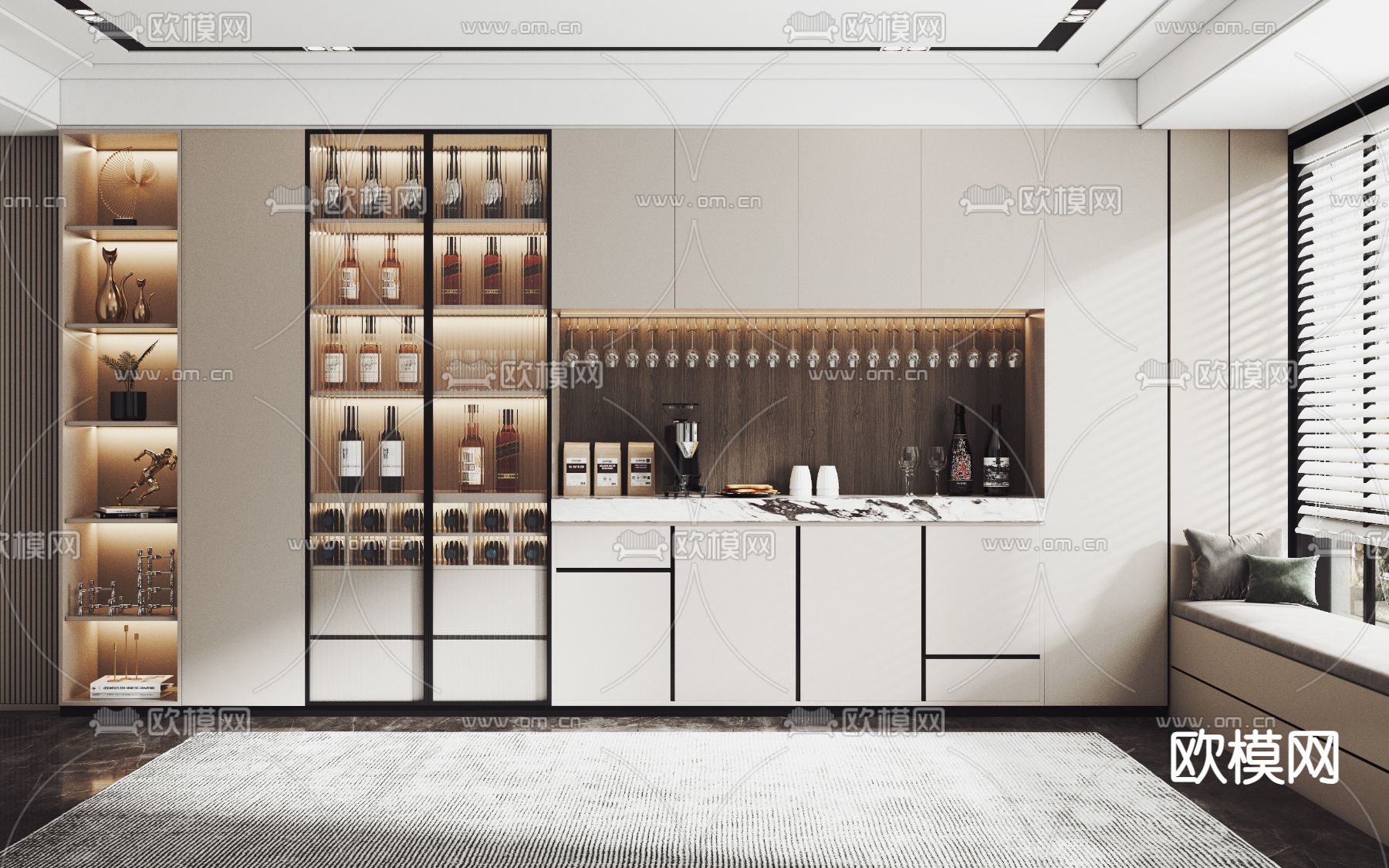 现代酒柜 餐边柜3d模型下载