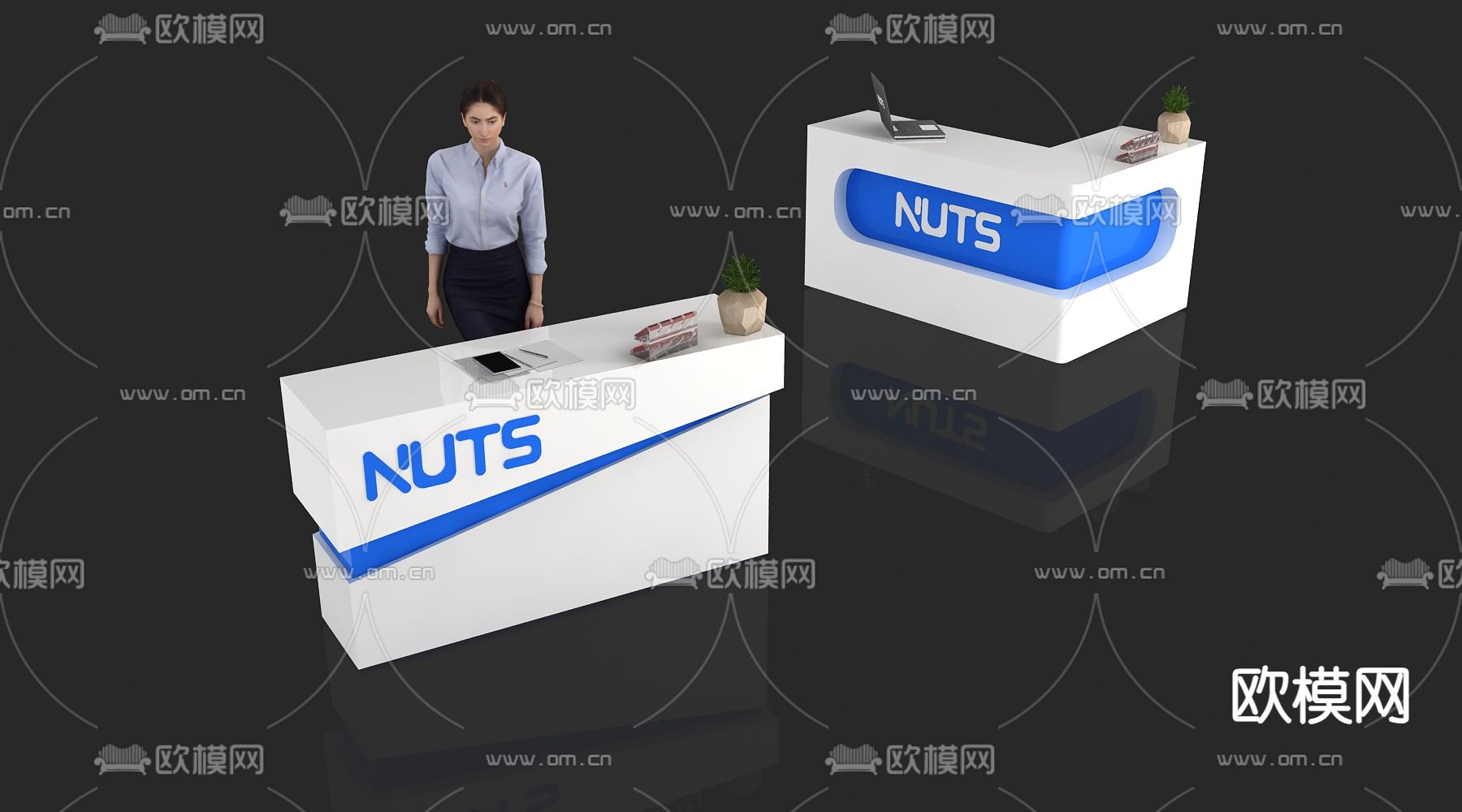 现代接待台 前台 服务台 咨询台3d模型下载_ID15145545_3dmax免费模型-欧模网