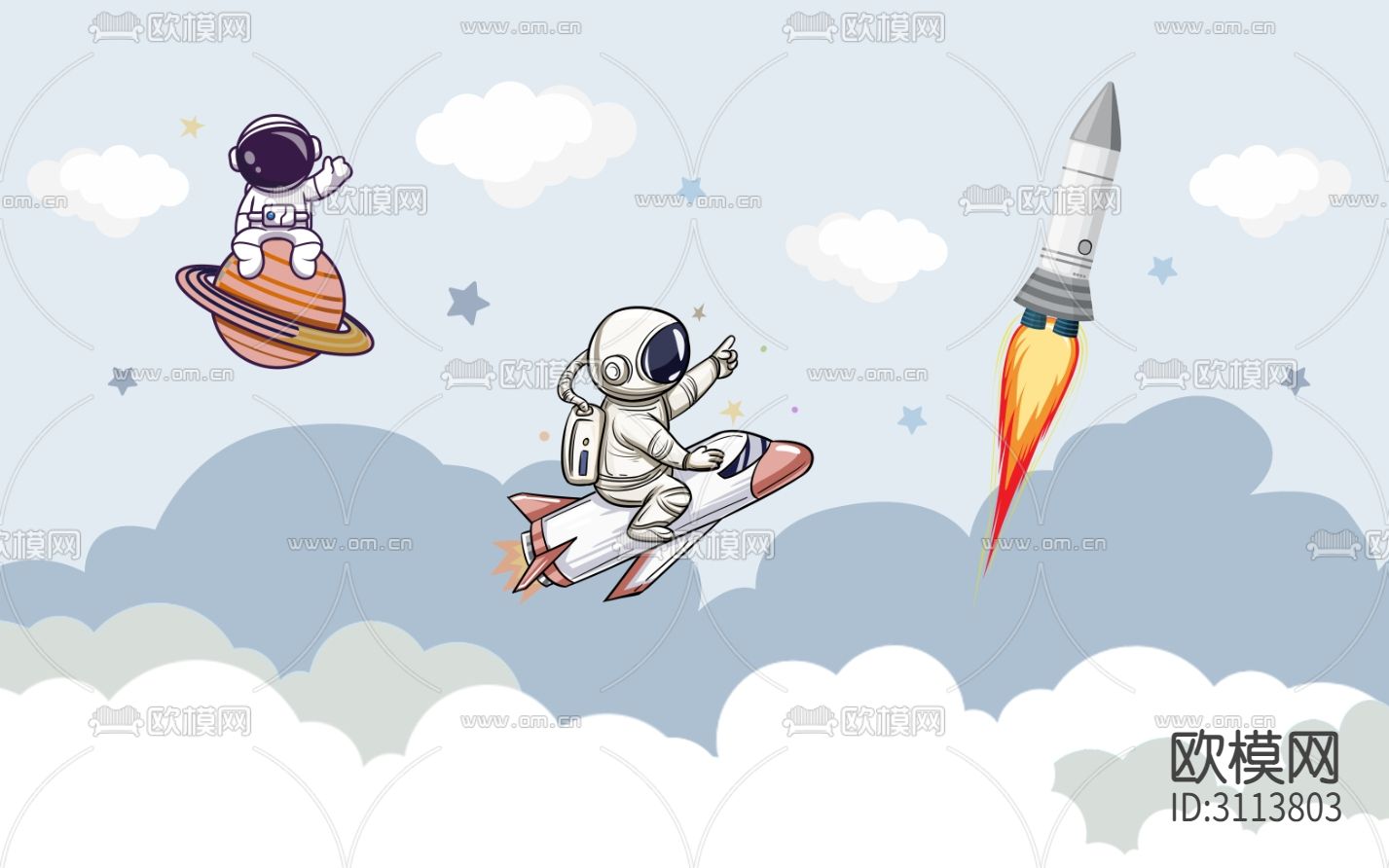 儿童卡通太空宇航员背景贴图下载