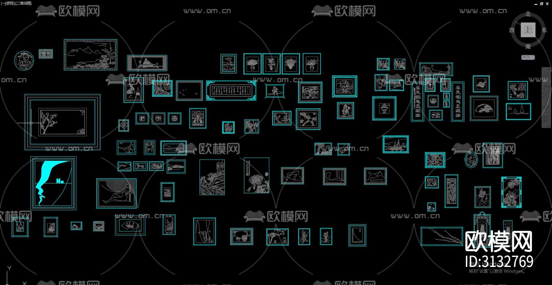 装饰画 画框cad图库下载（渲染图1）