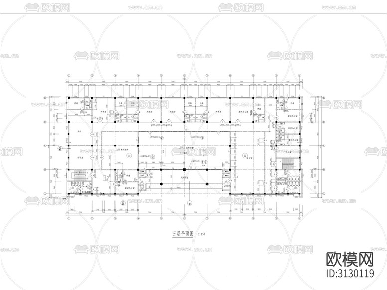 綜合樓建筑cad施工圖下載(渲染圖1)