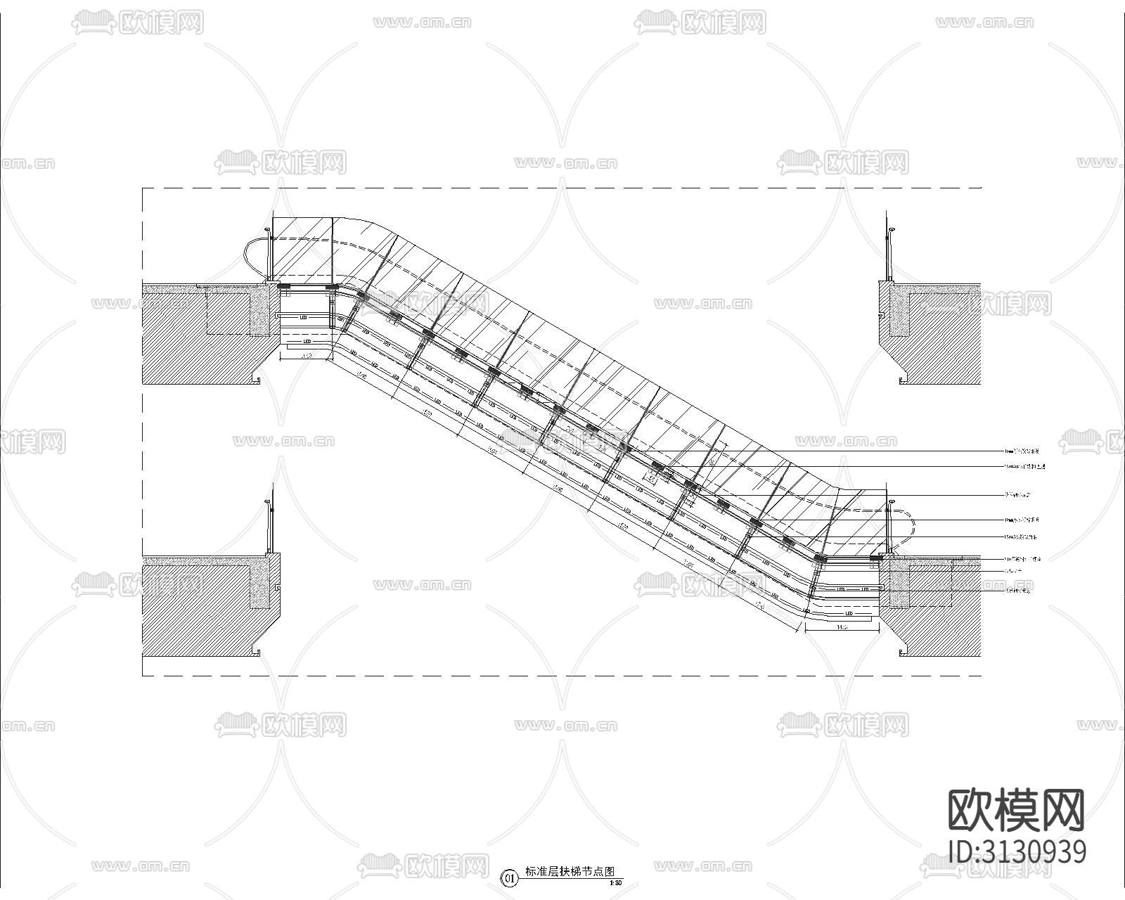 自动扶梯cad大样图下载（渲染图4）