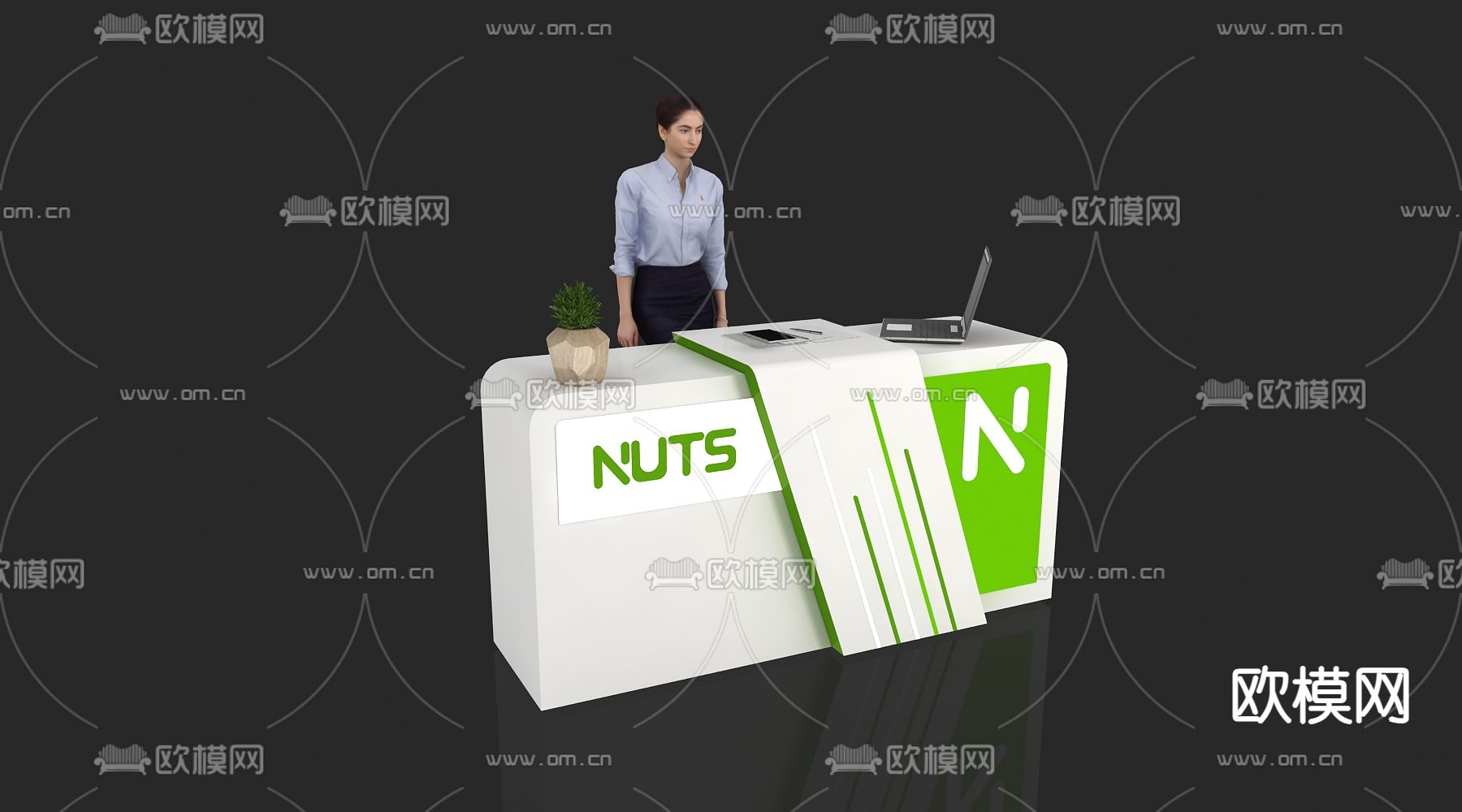 现代接待台 前台 服务台 咨询台3d模型下载