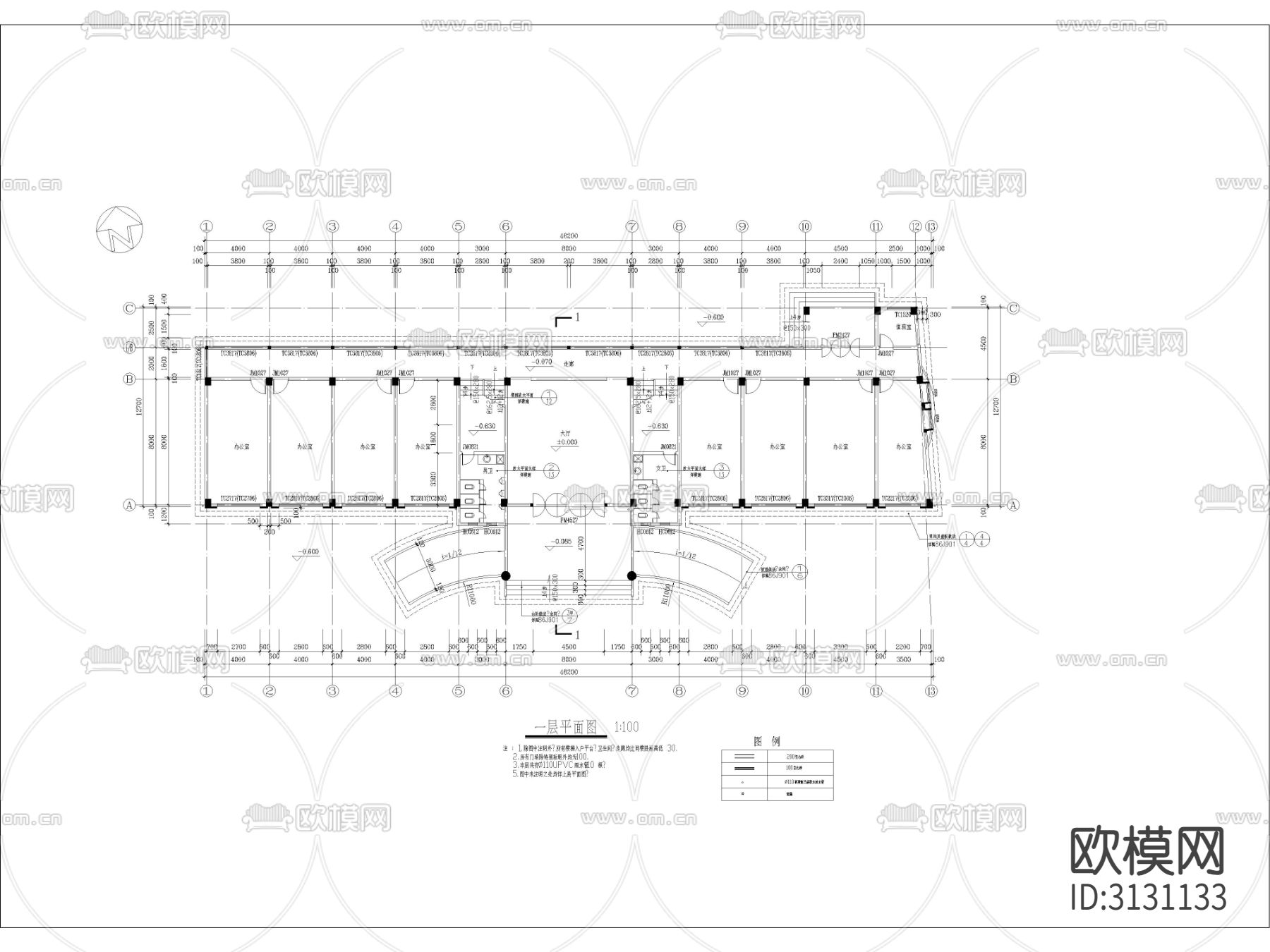 综合大楼建筑设计图纸cad施工图下载（渲染图1）