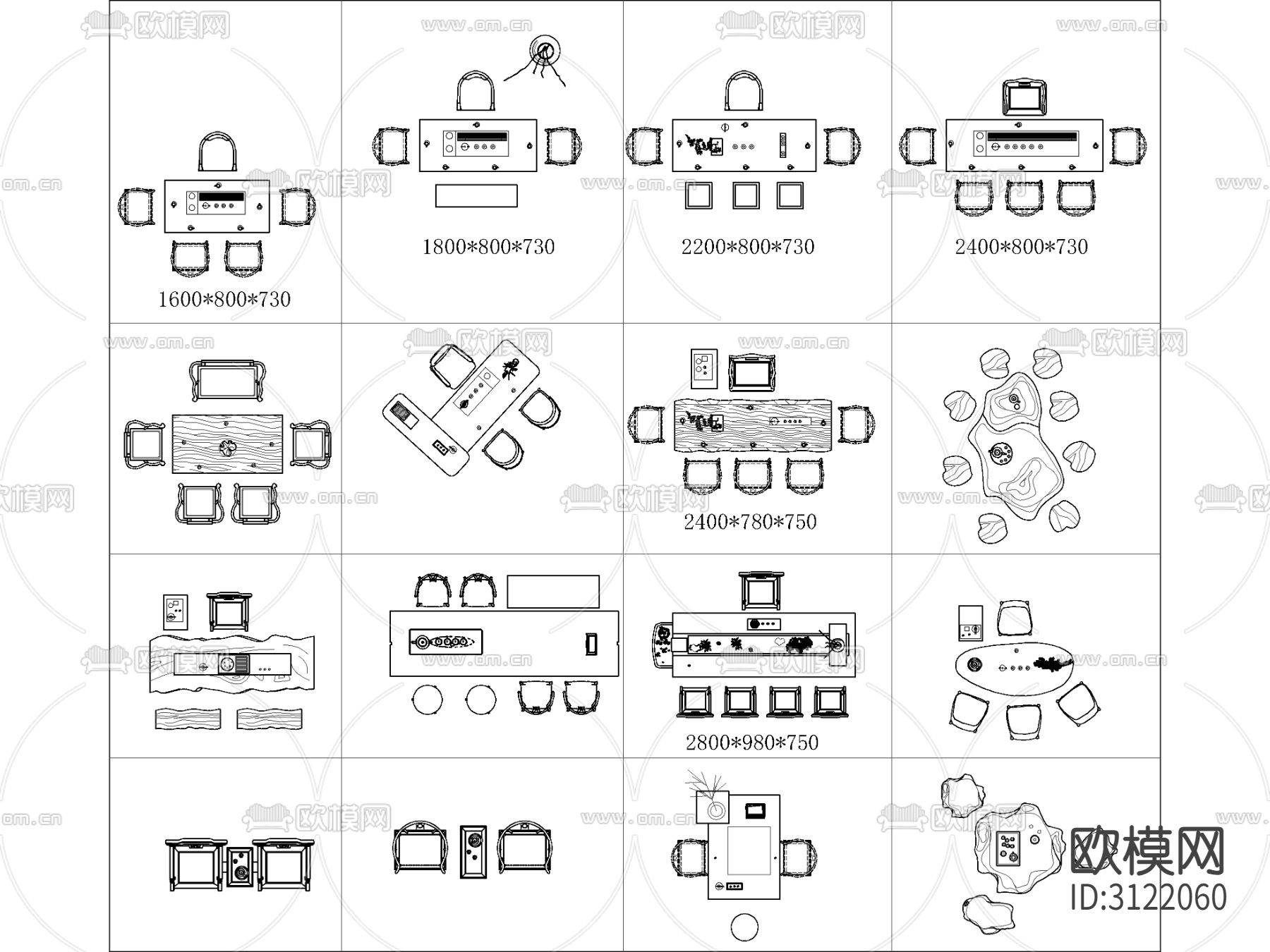 新中式茶室 茶桌椅 茶台cad图库下载（渲染图4）