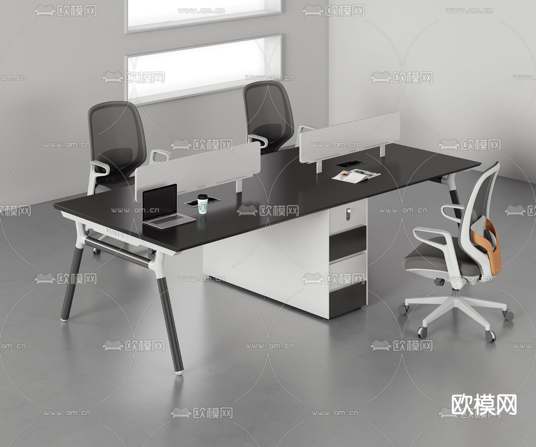 卡位办公桌 工位 岗位3d模型下载